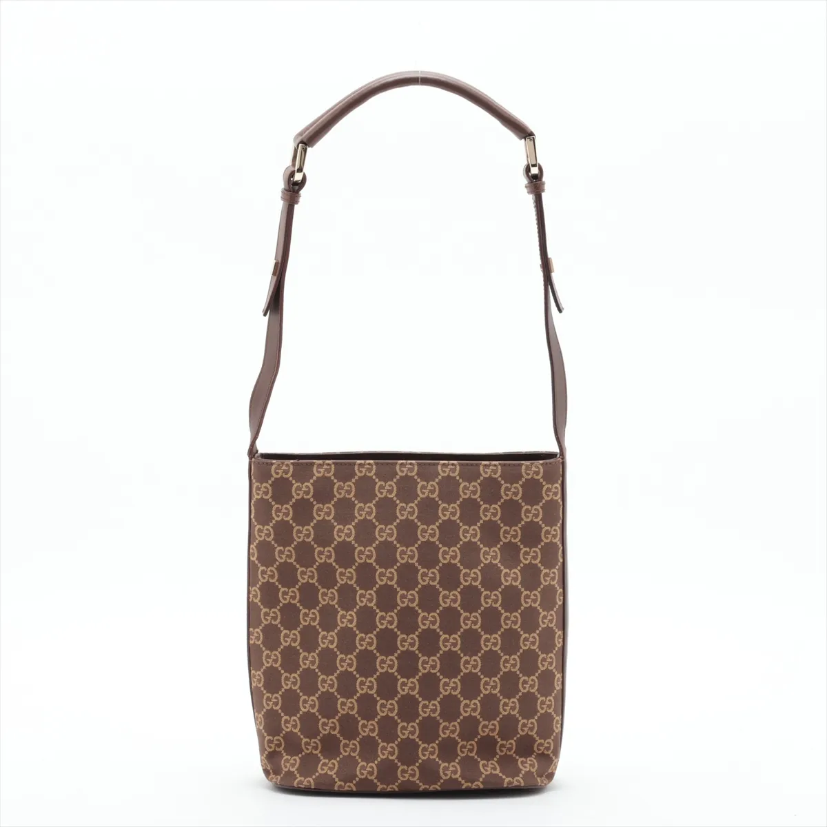 GG Canvas x Leather Shoulder Bag Brown