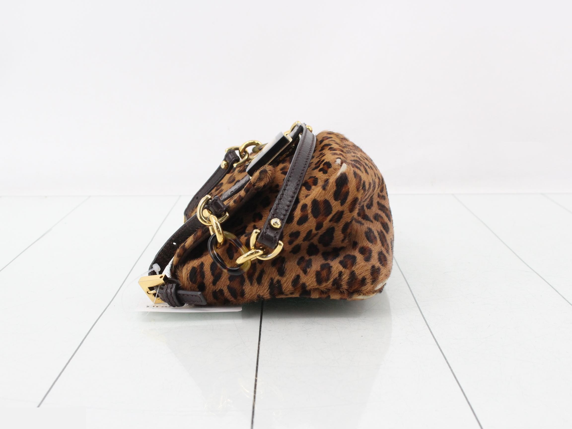Mamma Baguette Calf Hair Leopard Print One-Shoulder Bag — view 4