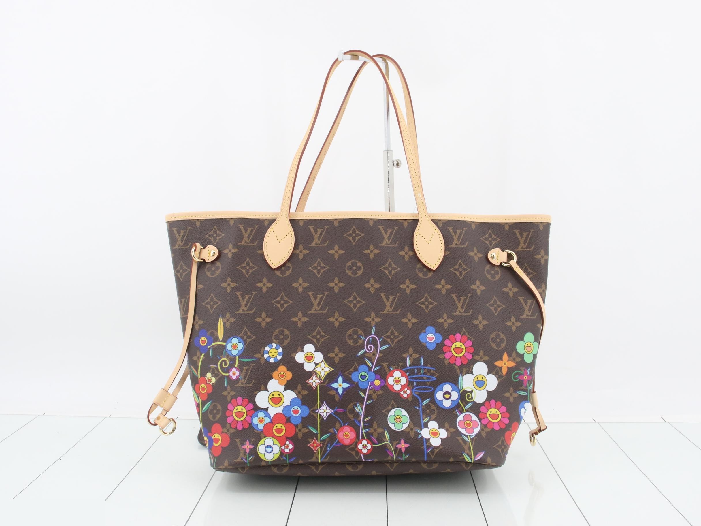 LV x TM Takashi Murakami Monogram Neverfull MM Tote Bag with Pouch — view 2