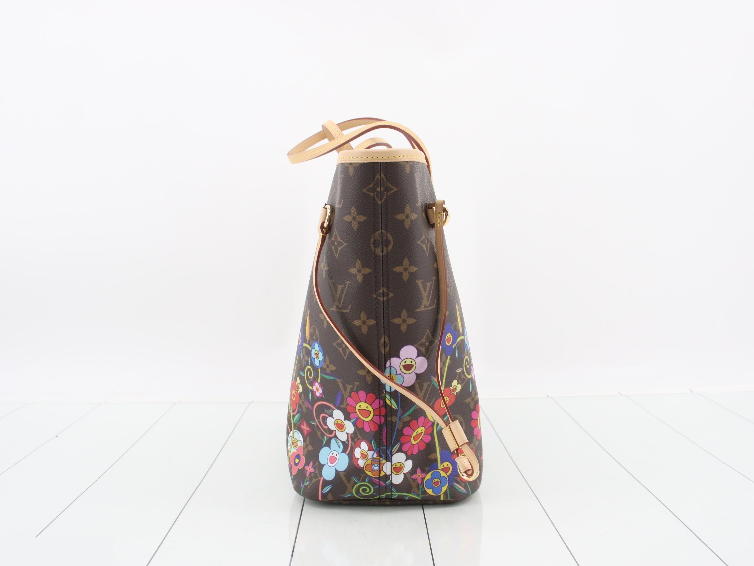LV x TM Takashi Murakami Monogram Neverfull MM Tote Bag with Pouch — view 3