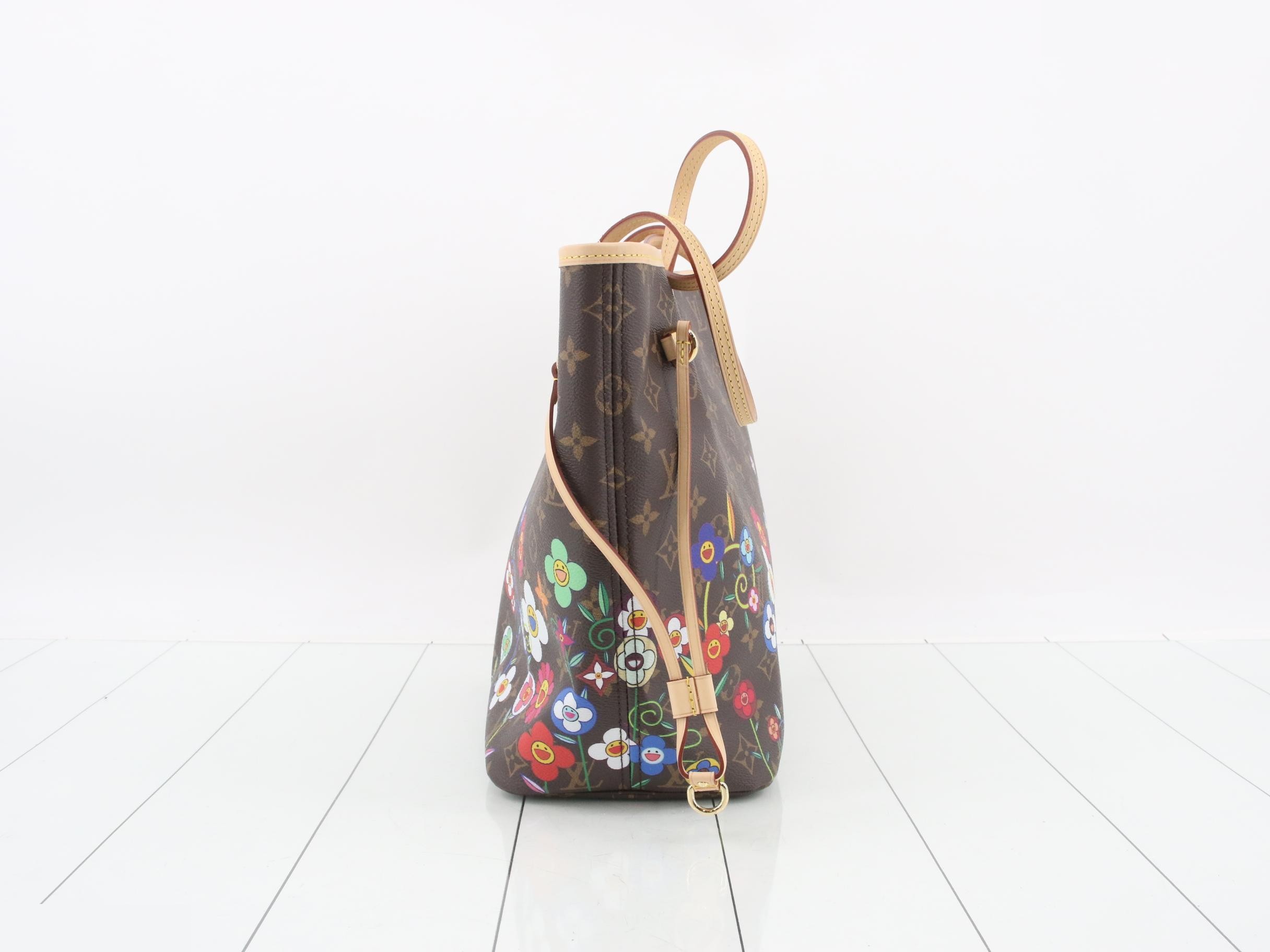 LV x TM Takashi Murakami Monogram Neverfull MM Tote Bag with Pouch — view 4