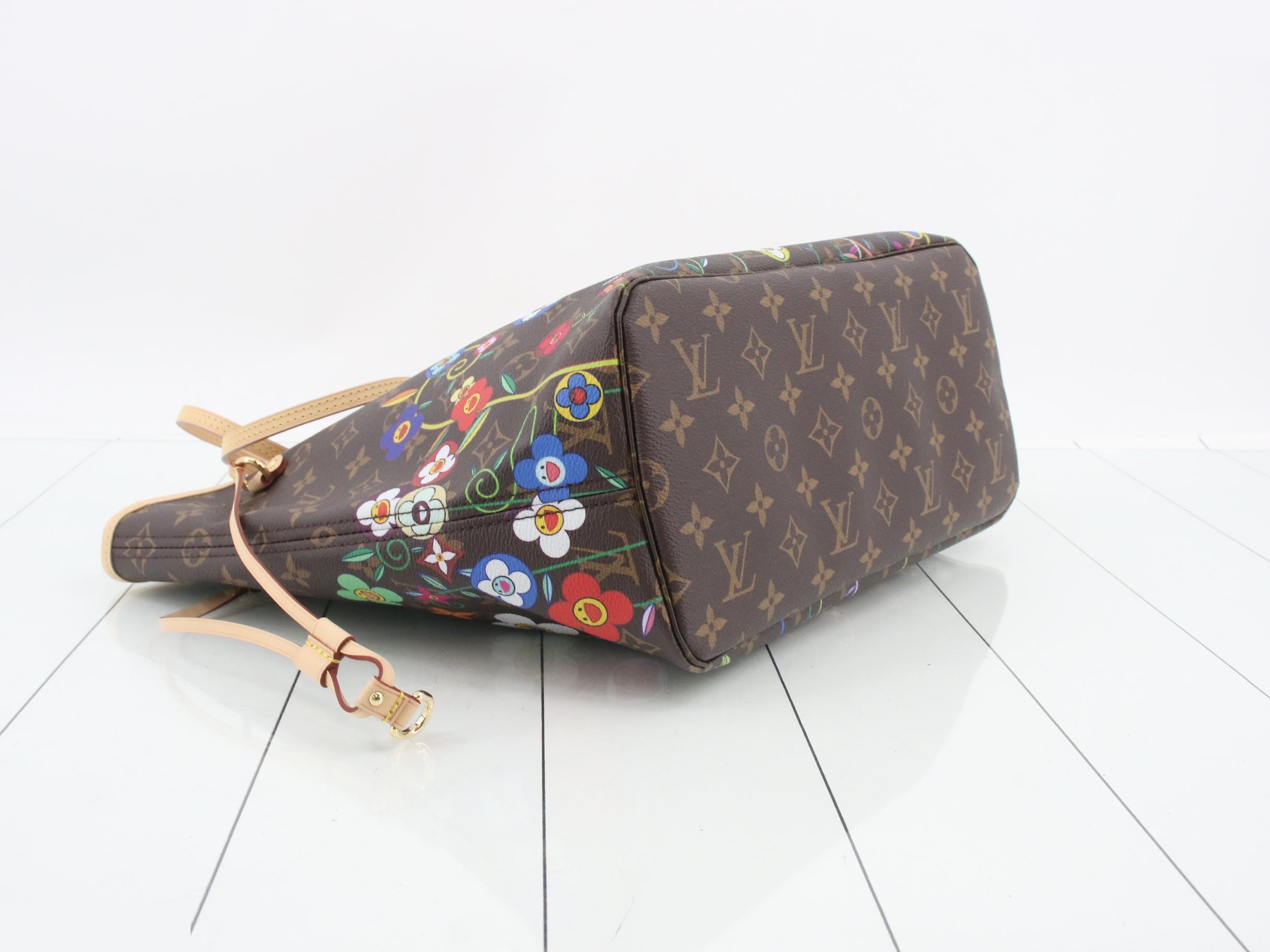 LV x TM Takashi Murakami Monogram Neverfull MM Tote Bag with Pouch — view 5