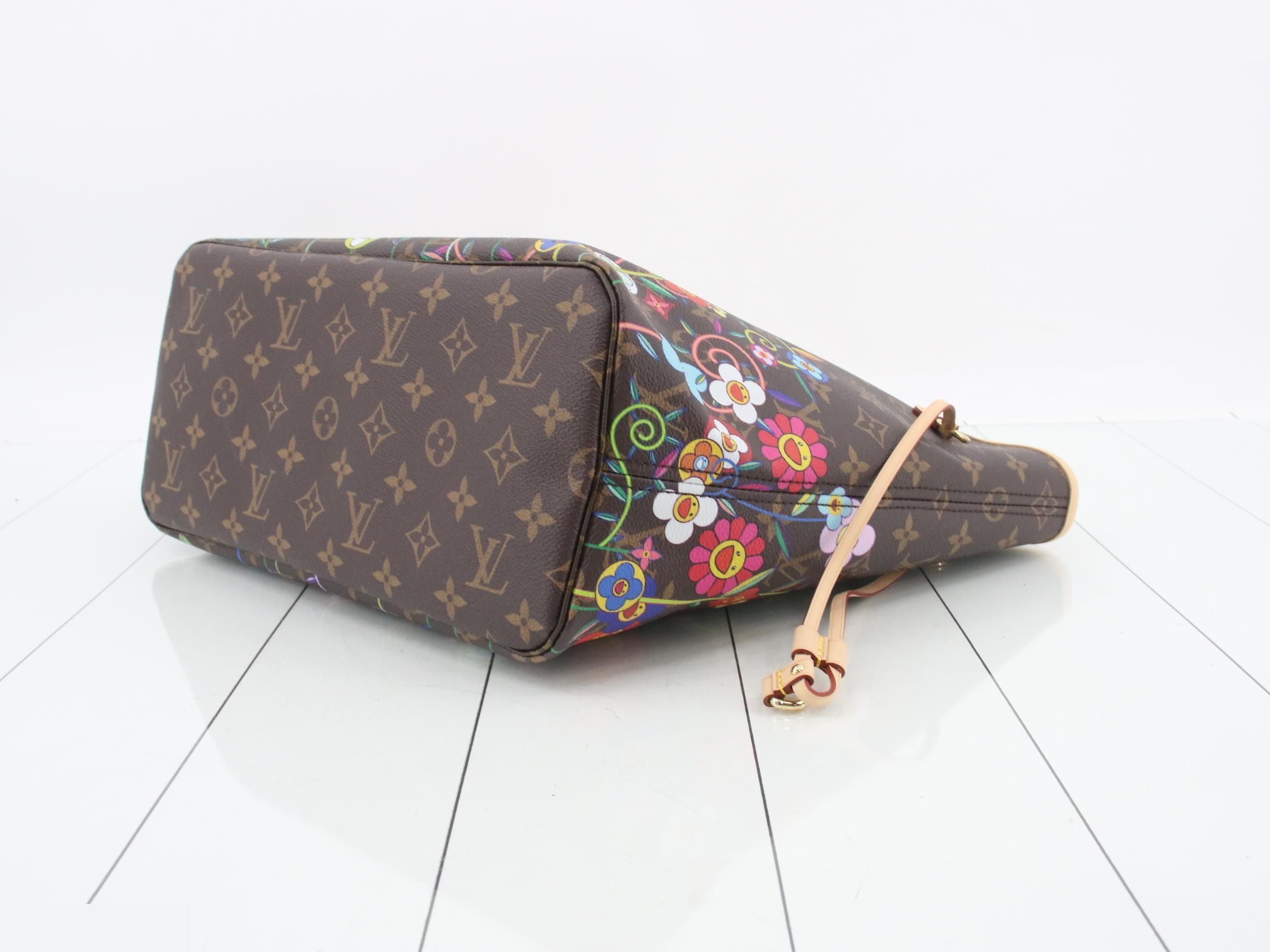 LV x TM Takashi Murakami Monogram Neverfull MM Tote Bag with Pouch — view 6