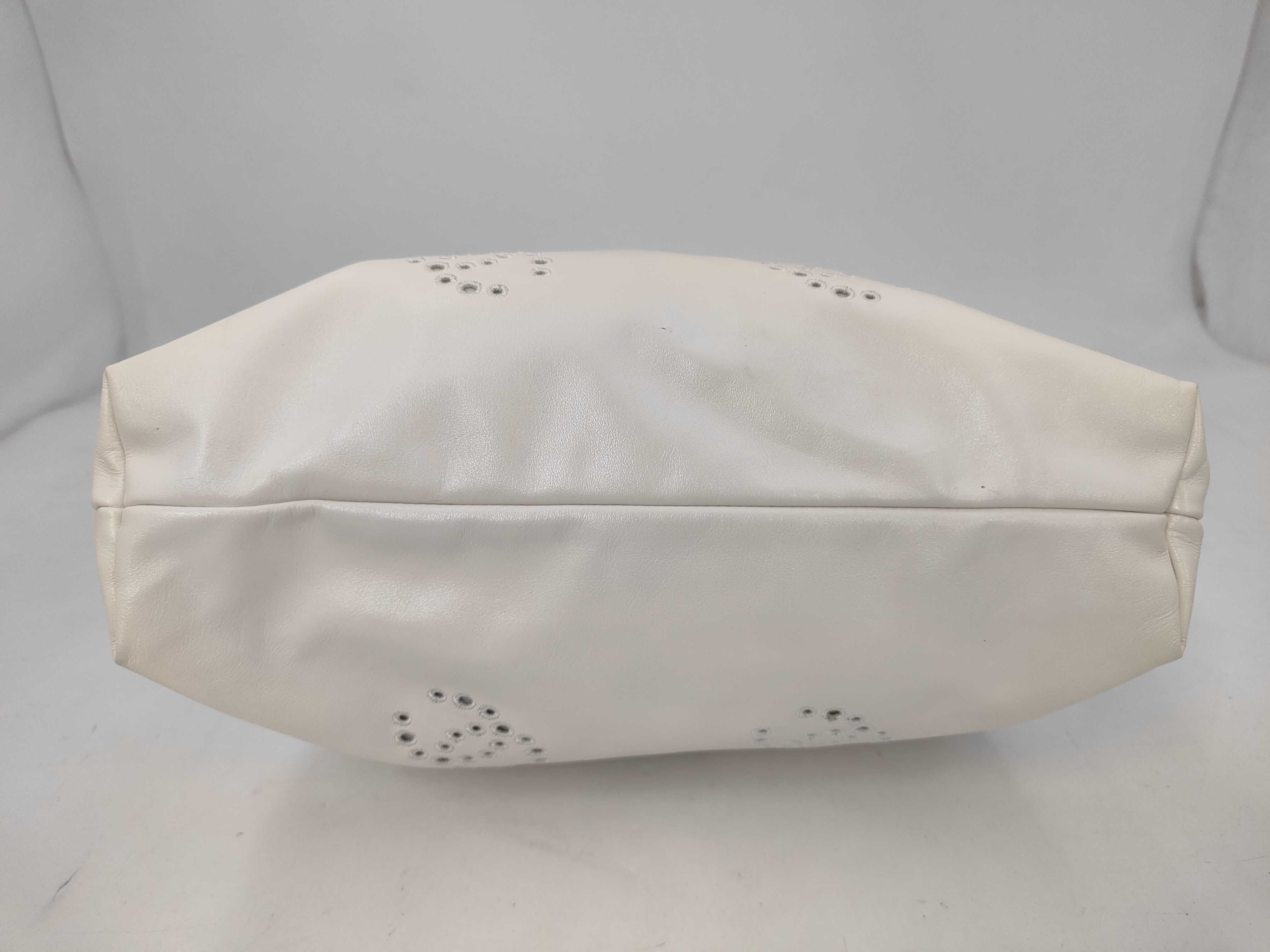 22 Small Perforated Coco Shiny Calf White Chain Shoulder Bag — view 3