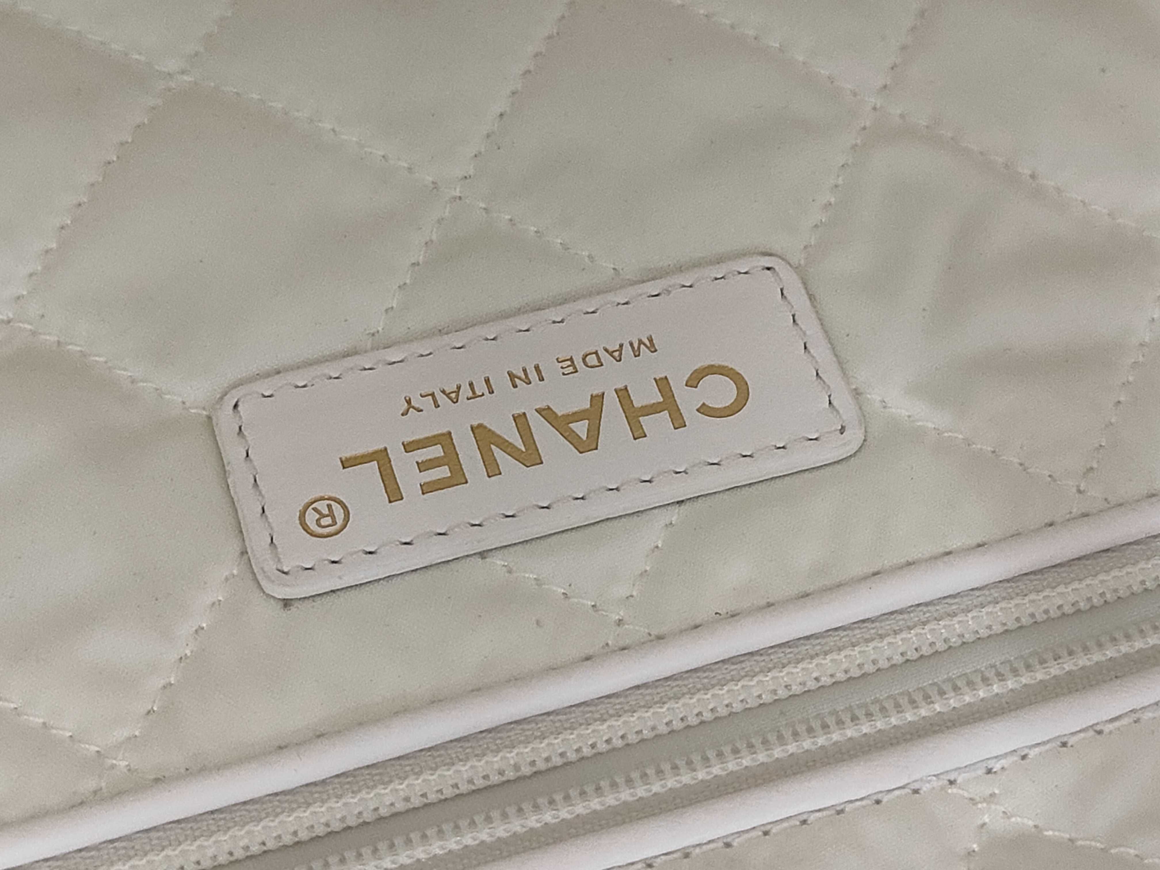 22 Small Perforated Coco Shiny Calf White Chain Shoulder Bag — view 9