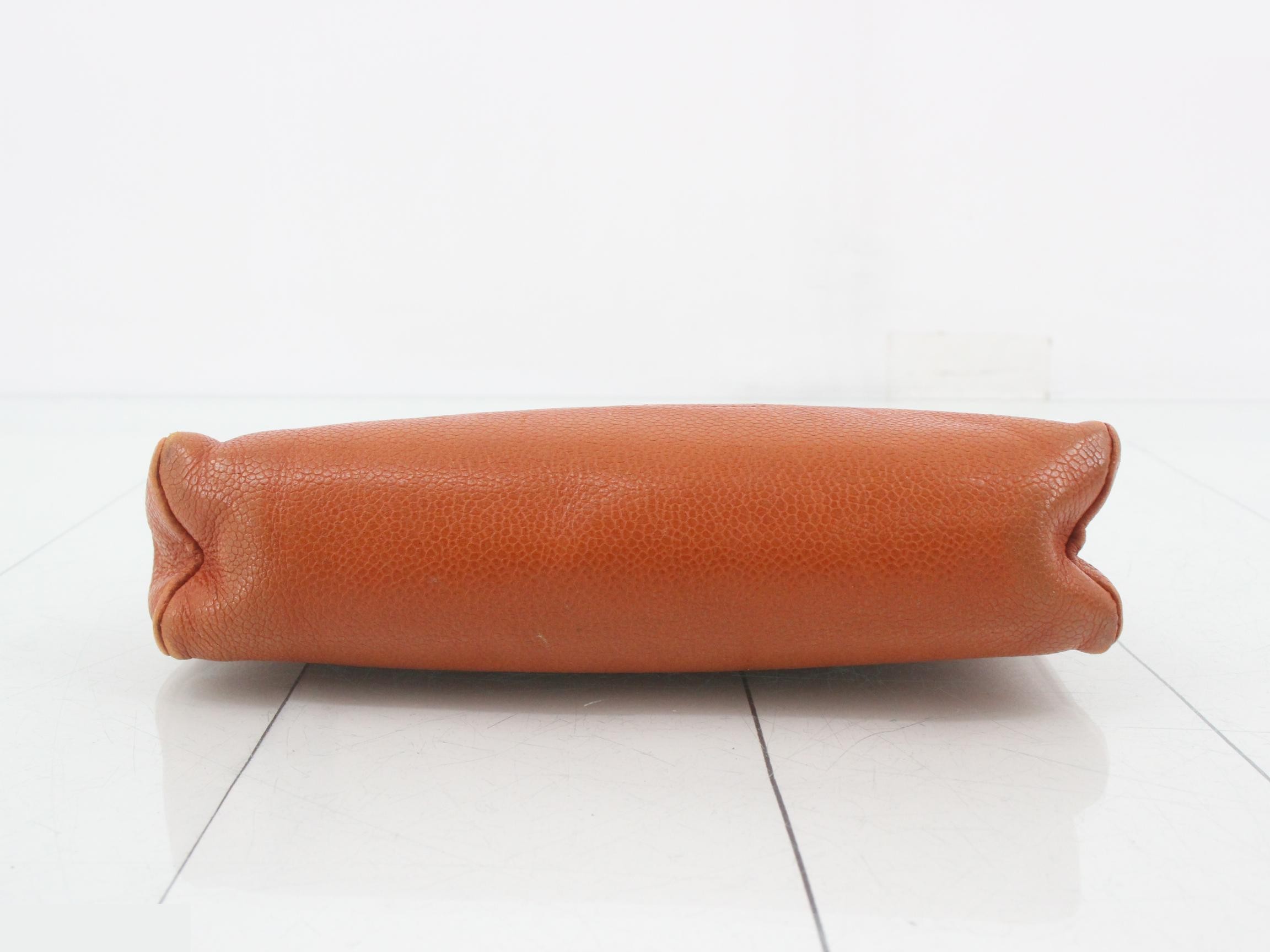 Pouch, caviar leather, gold hardware, orange/camel, Coco Mark — view 3