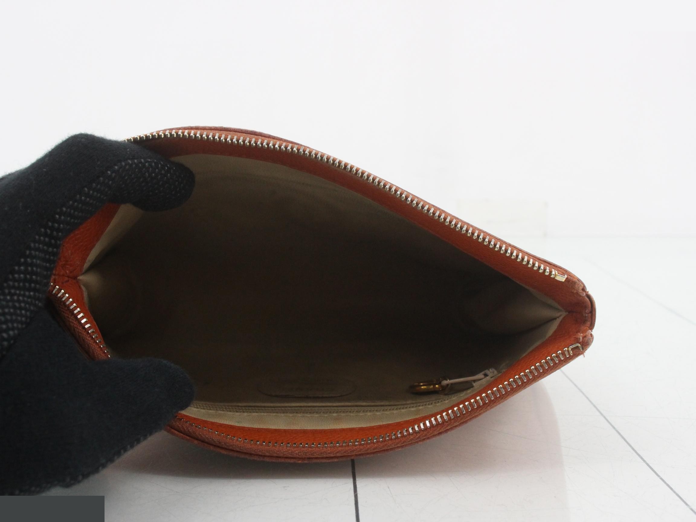 Pouch, caviar leather, gold hardware, orange/camel, Coco Mark — view 4