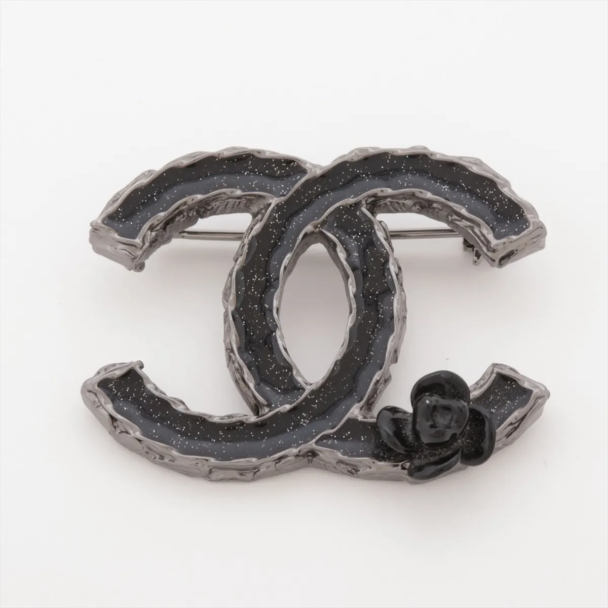 Coco Mark A12A Brooch, Metal, Silver x Black,