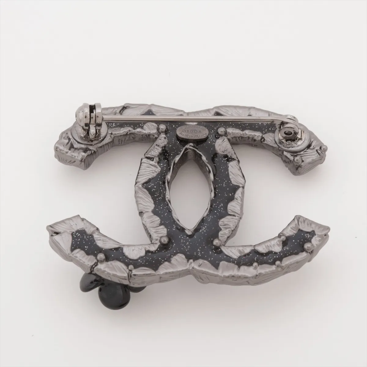 Coco Mark A12A Brooch, Metal, Silver x Black, — view 2