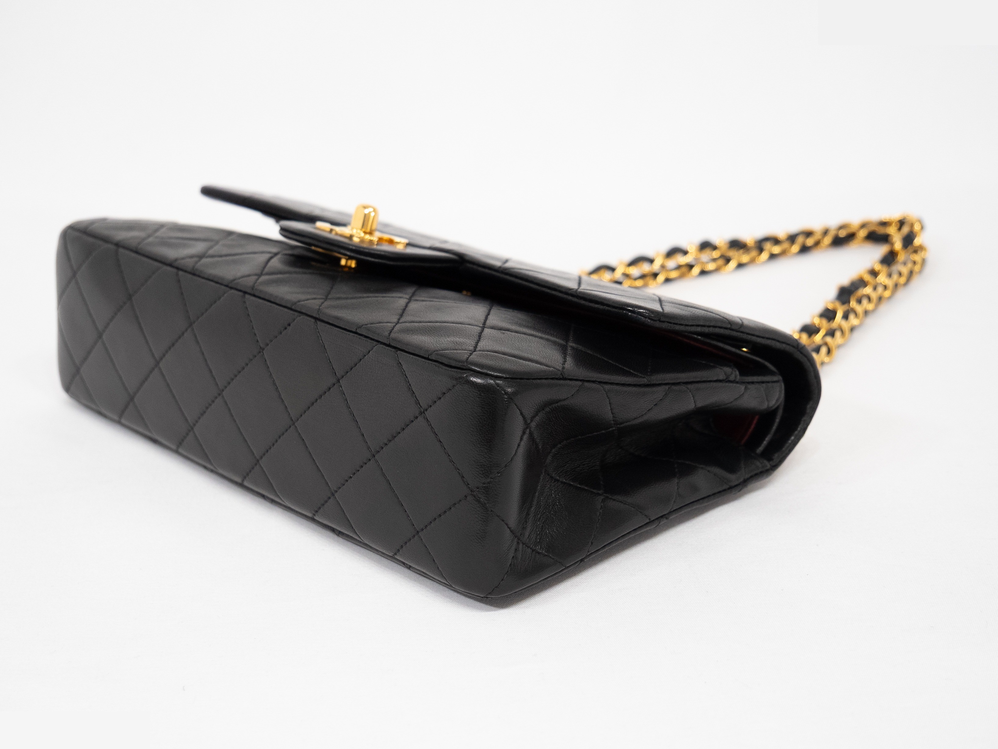 Matelassé double flap double chain lambskin black — view 5