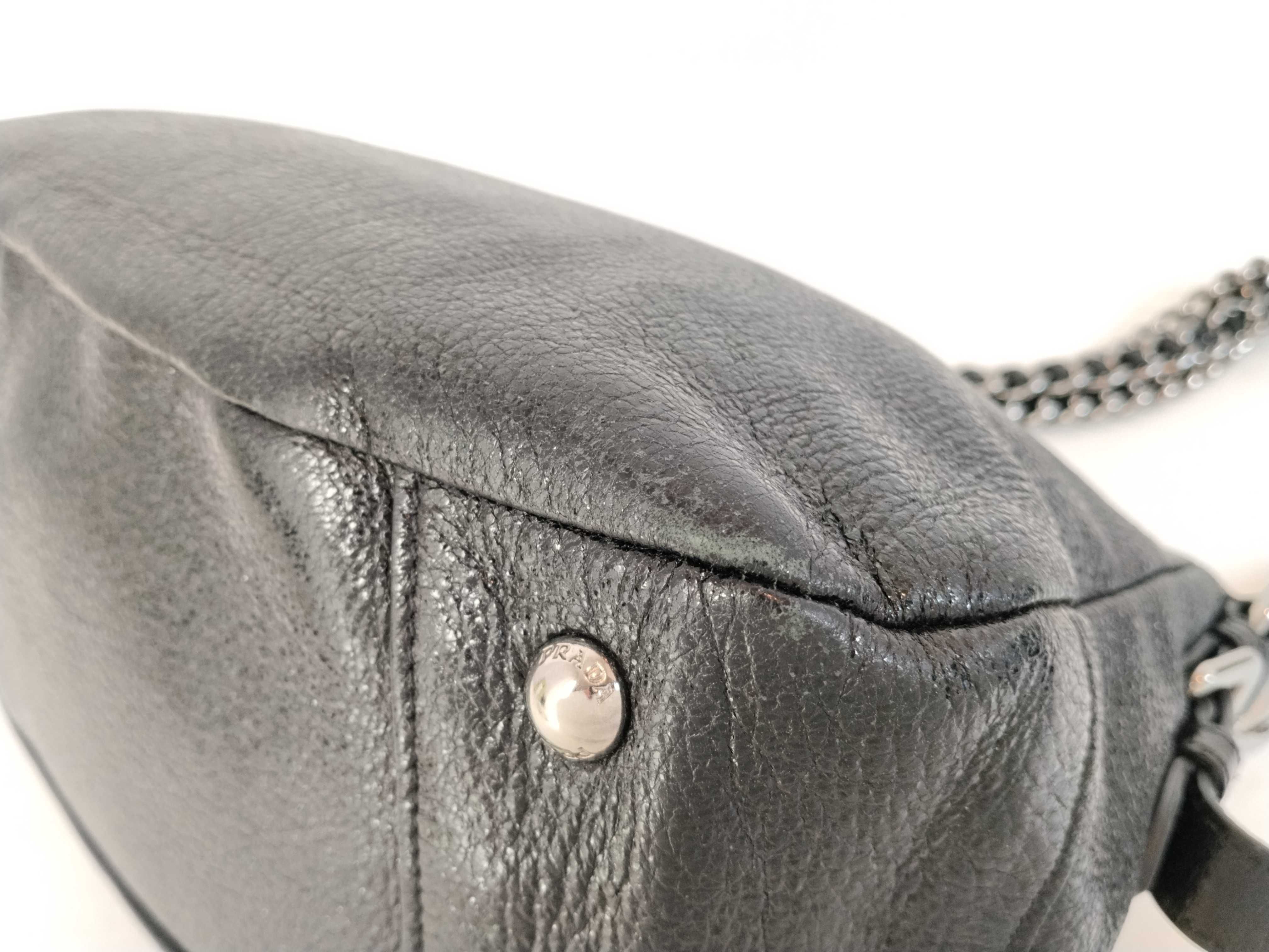 handbag, chain leather, black handbag — view 7