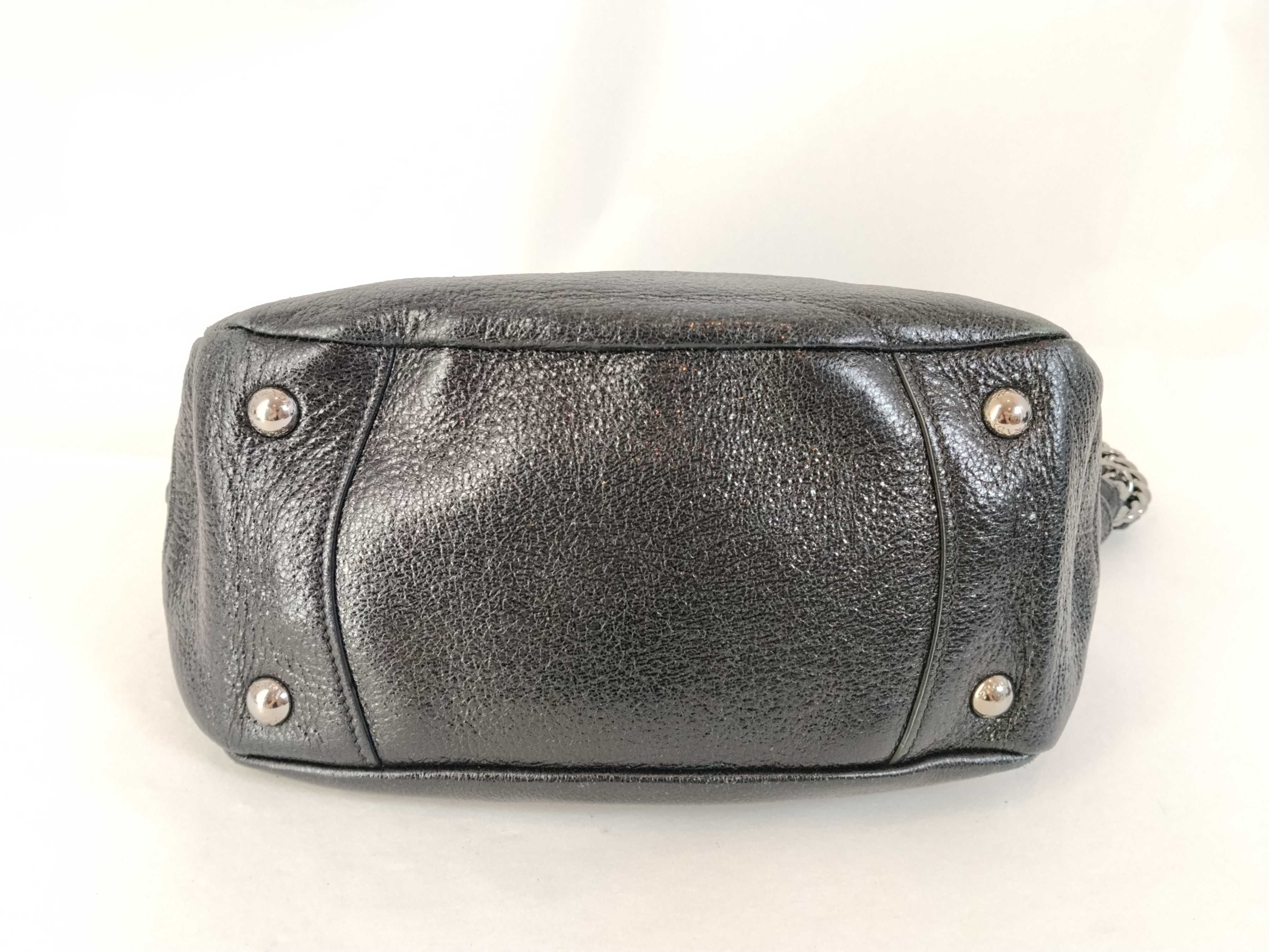 handbag, chain leather, black handbag — view 8