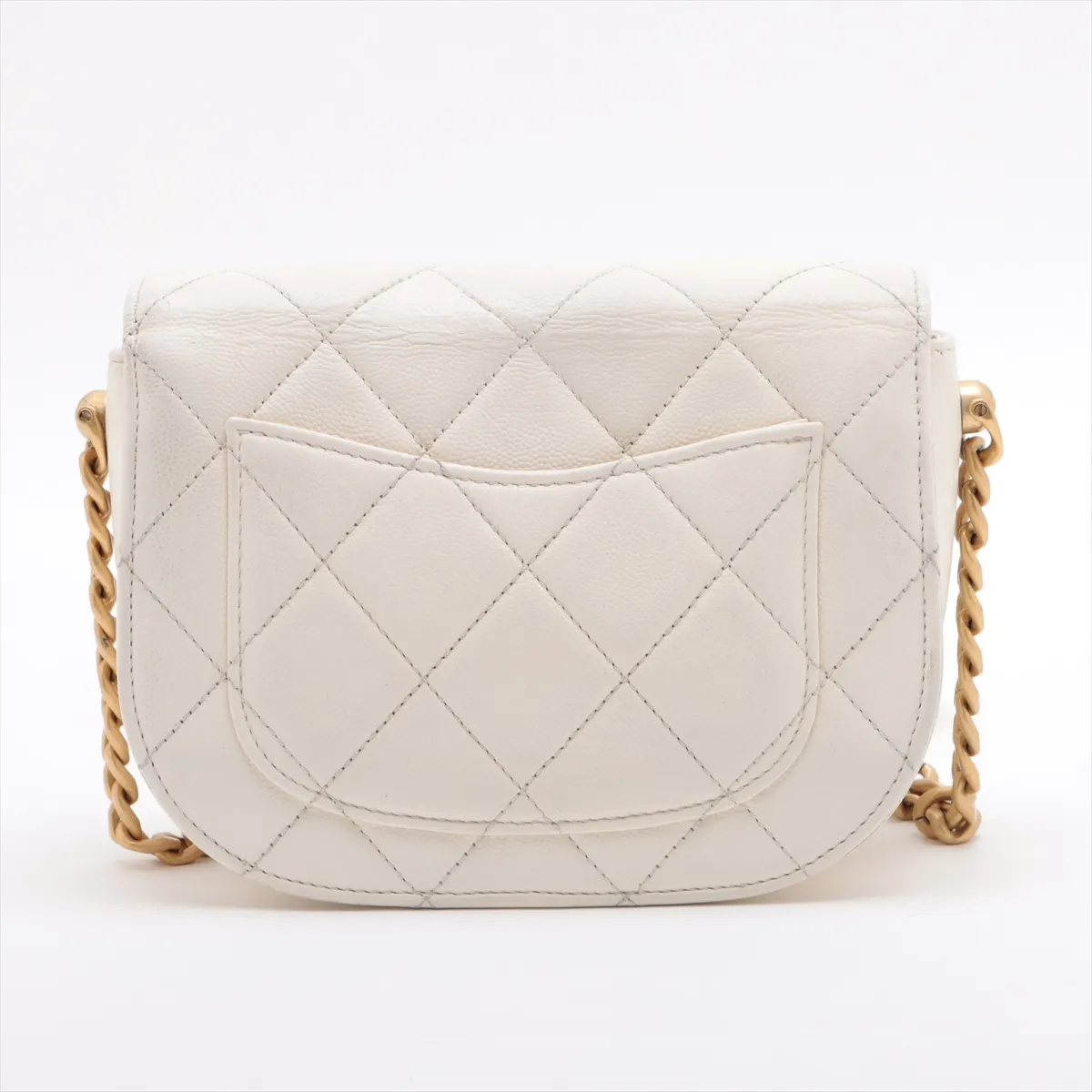 Matelasse caviar skin chain shoulder bag white gold hardware U1K7600G random plate — view 2
