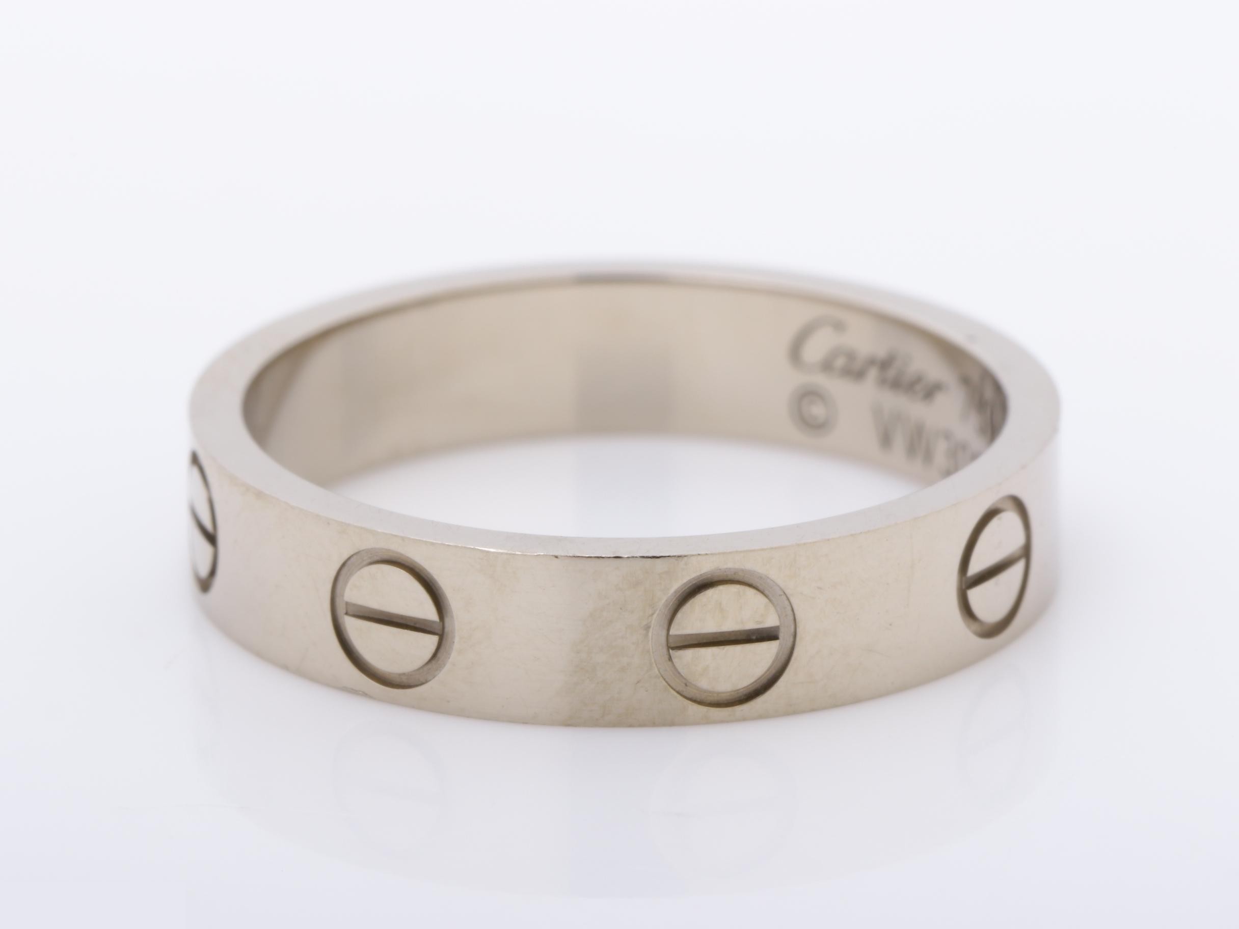 Mini Love Ring, 750WG, 3.3g, Size #48 / Width approx. 3.5mm — view 3