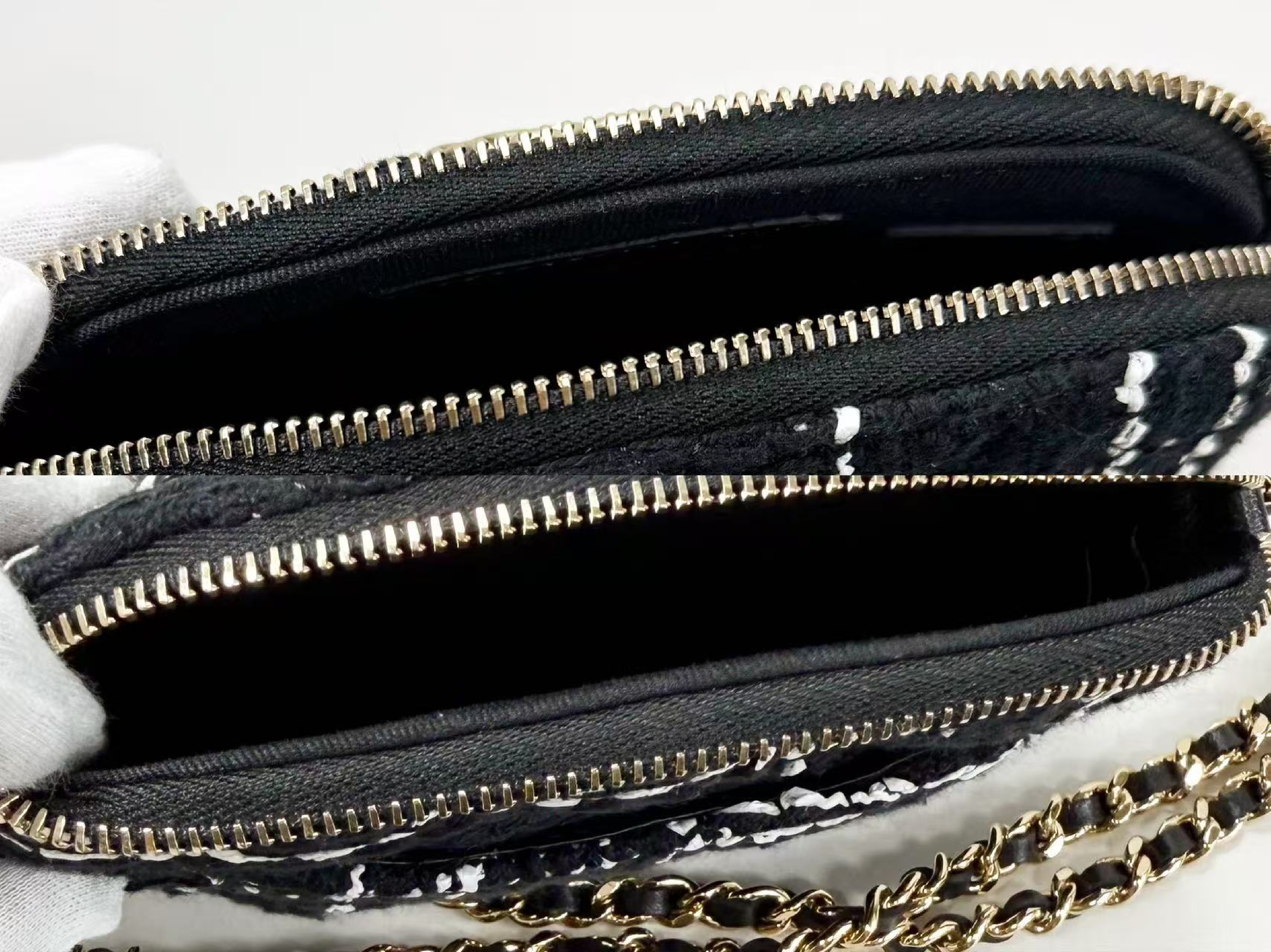 Black and White Tweed VIP Birthday Gold Shoulder Bag, Approx. W16.5cm, with Dust Bag and Random Serial Number, Gold Hardware, KH0EL3CE. — view 14