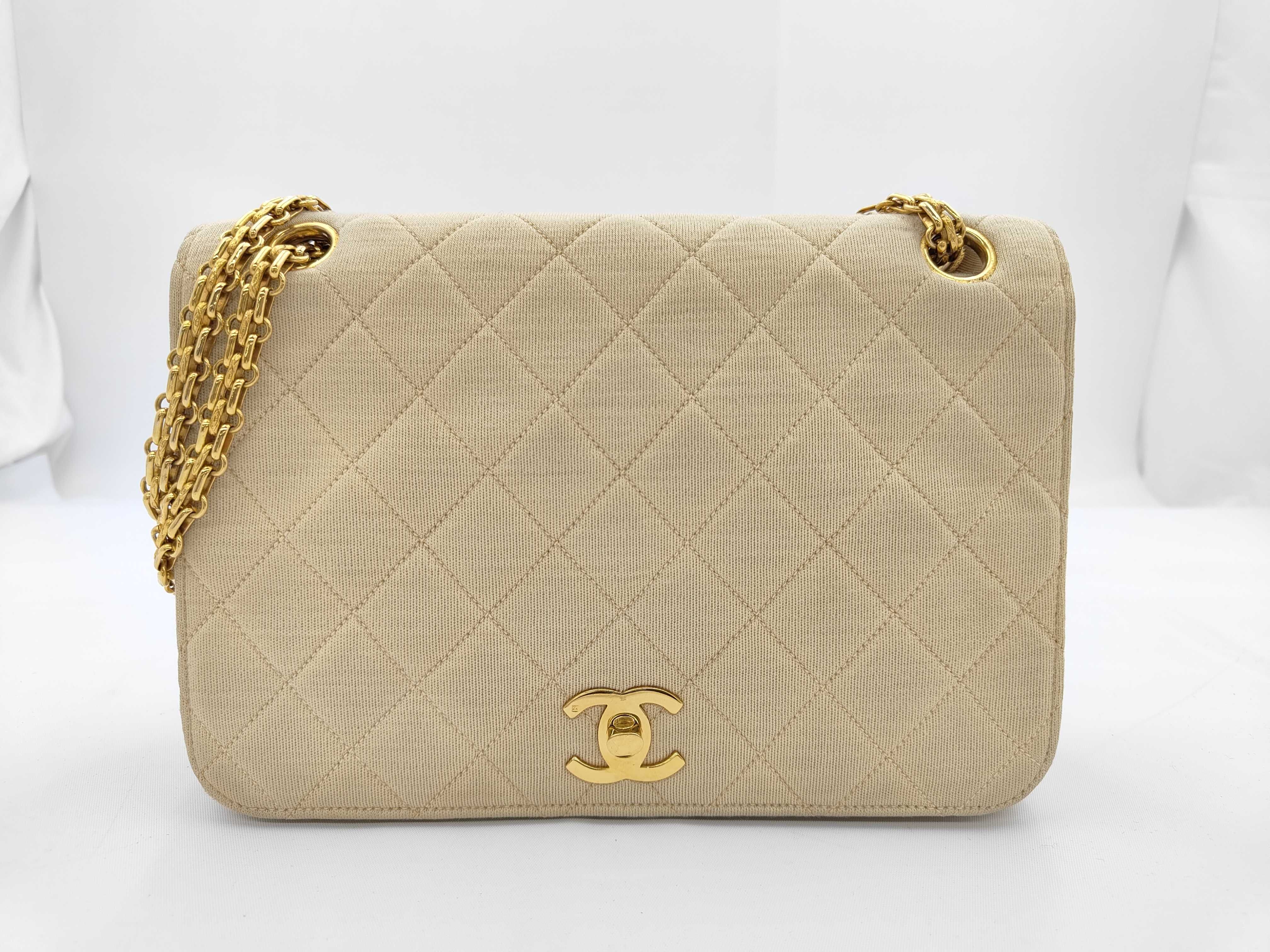Cotton Matelassé Double Chain Flap Shoulder Bag