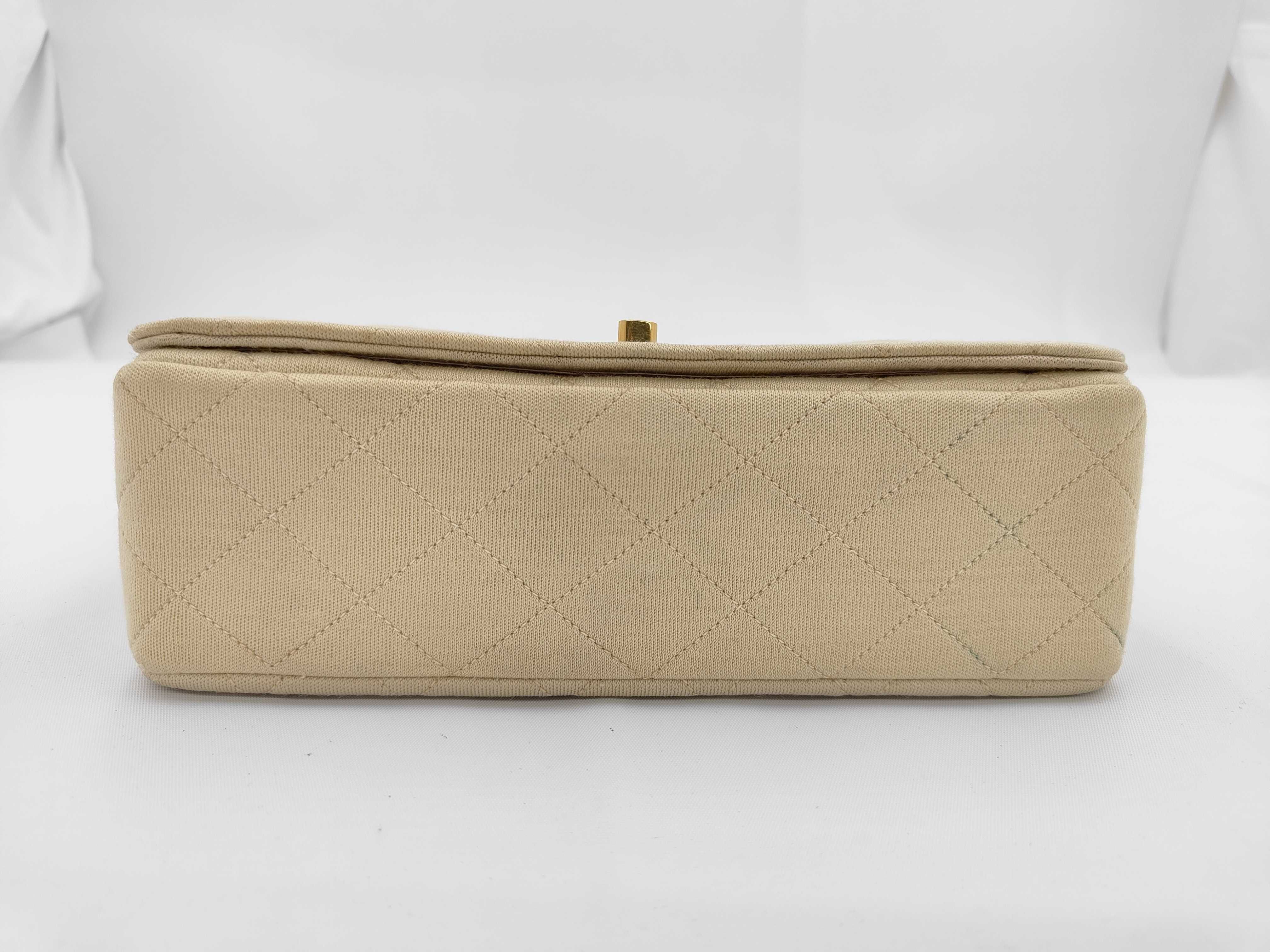 Cotton Matelassé Double Chain Flap Shoulder Bag — view 5
