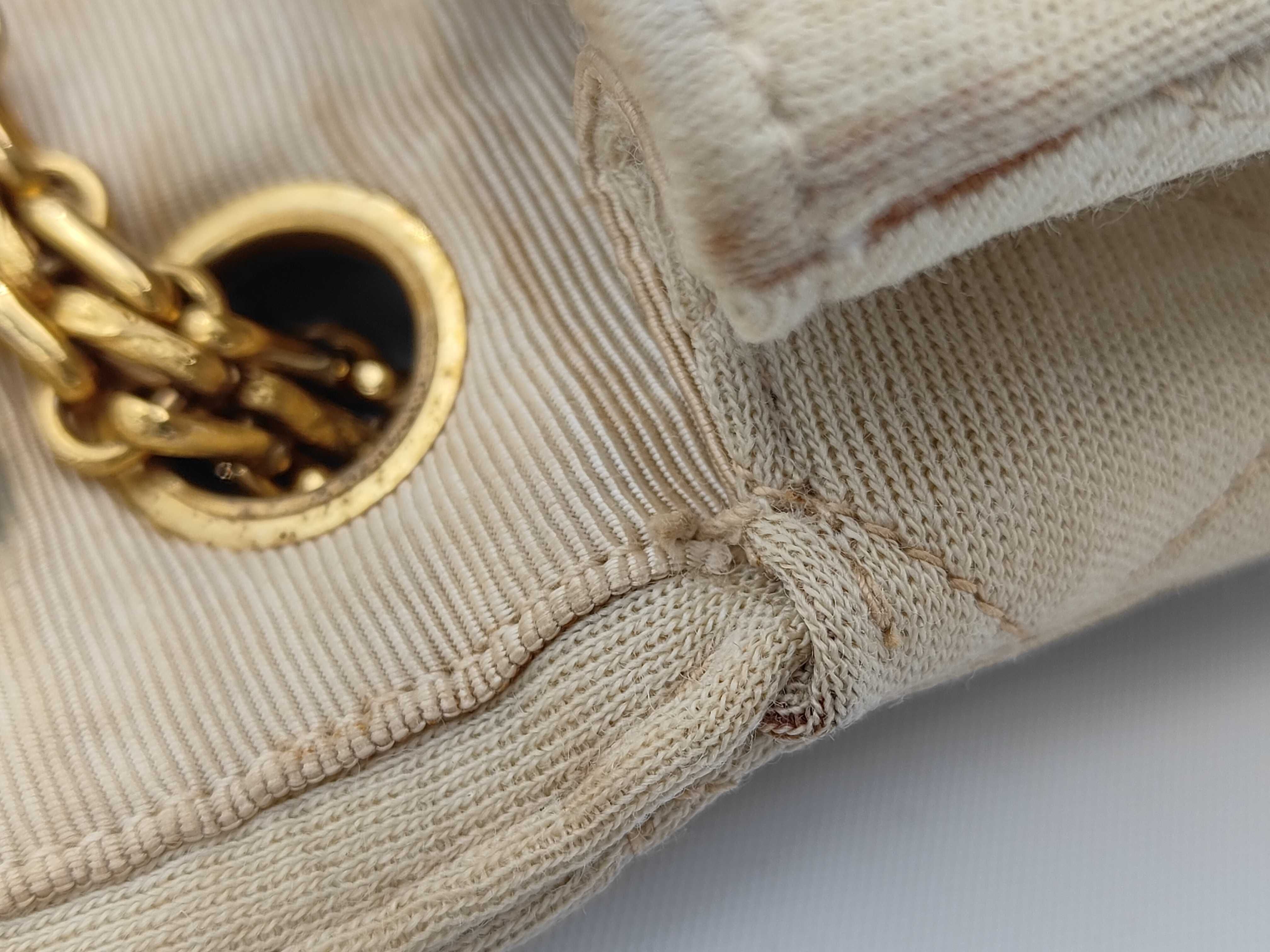 Cotton Matelassé Double Chain Flap Shoulder Bag — view 8