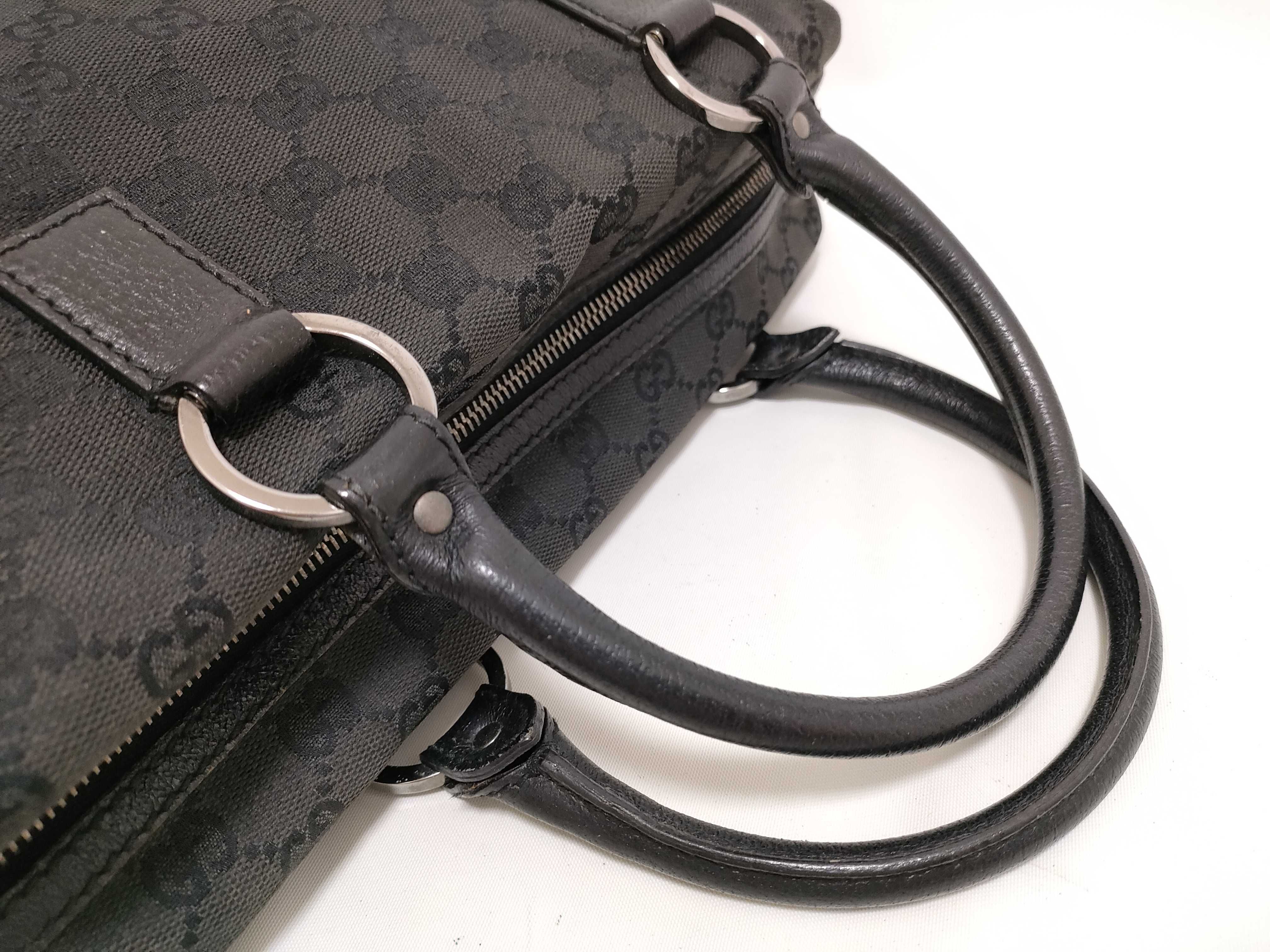 GG Canvas Boston Bag Leather Black Handbag (113009) — view 3
