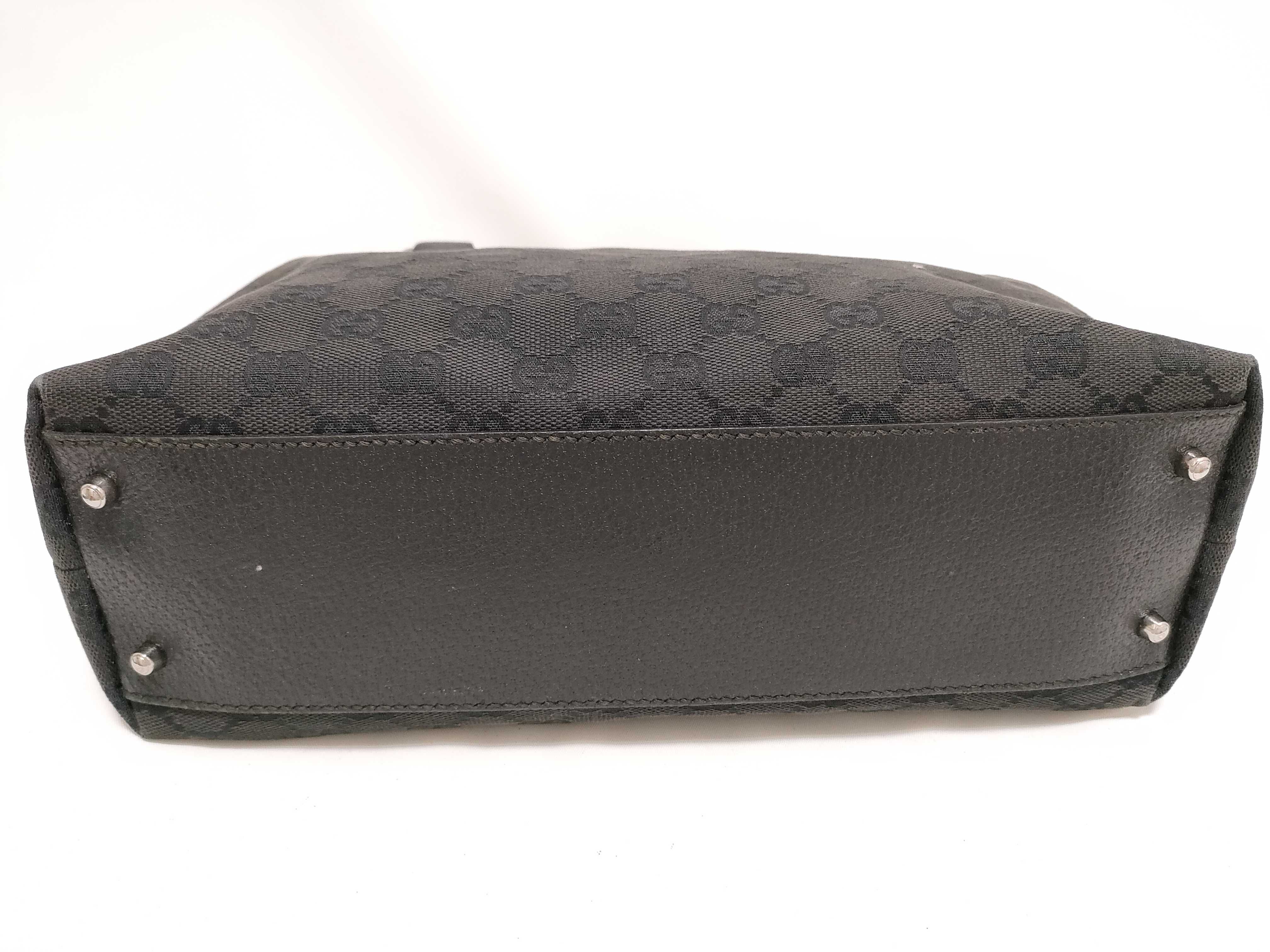 GG Canvas Boston Bag Leather Black Handbag (113009) — view 8