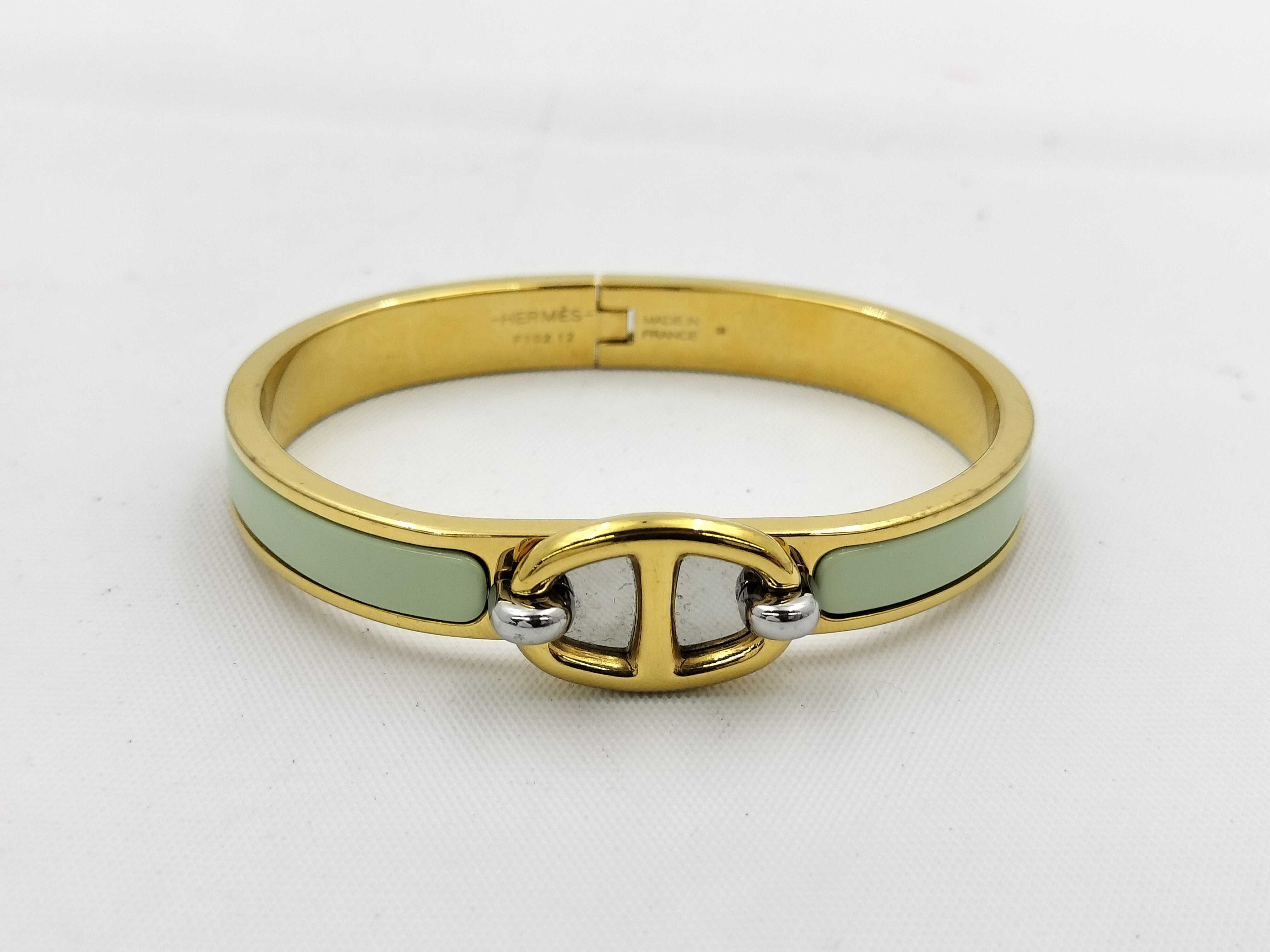 Chaine d'Ancre Mini Click Bangle Enamel Green Gold GP Bracelet/Bangle