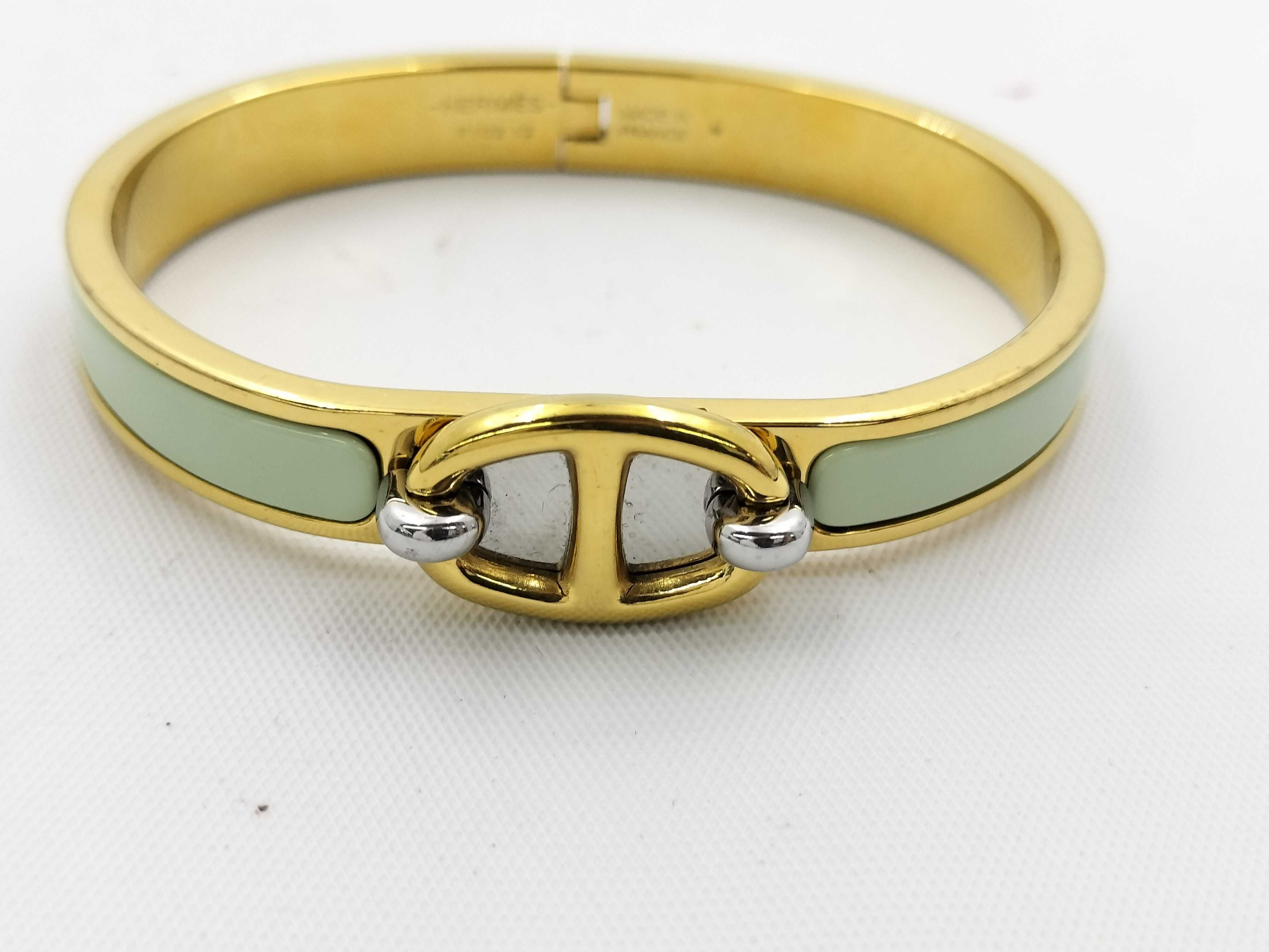 Chaine d'Ancre Mini Click Bangle Enamel Green Gold GP Bracelet/Bangle — view 4