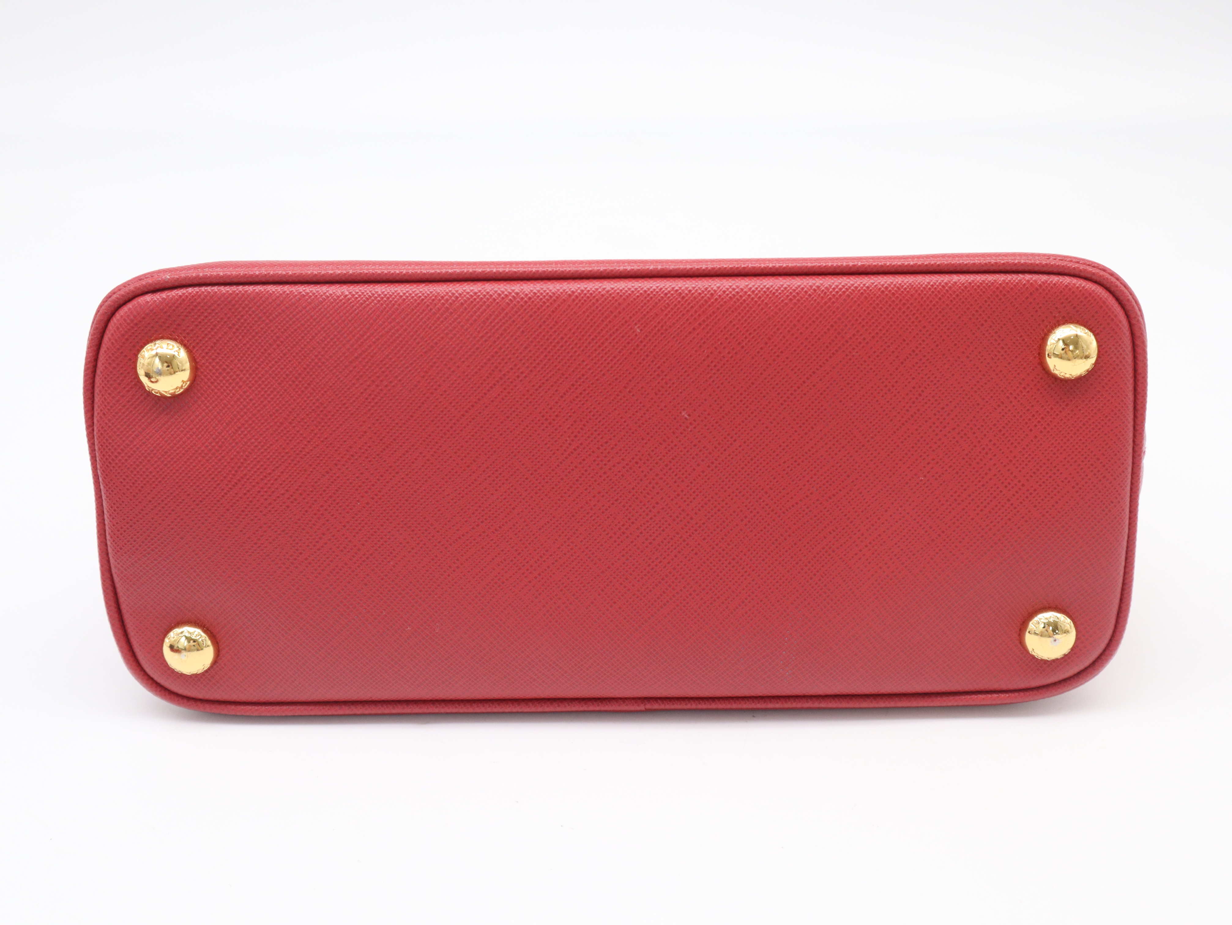 1BA838 Saffiano Leather 2-Way Handbag, Red, with Strap, Clochette, and Dust Bag. — view 5