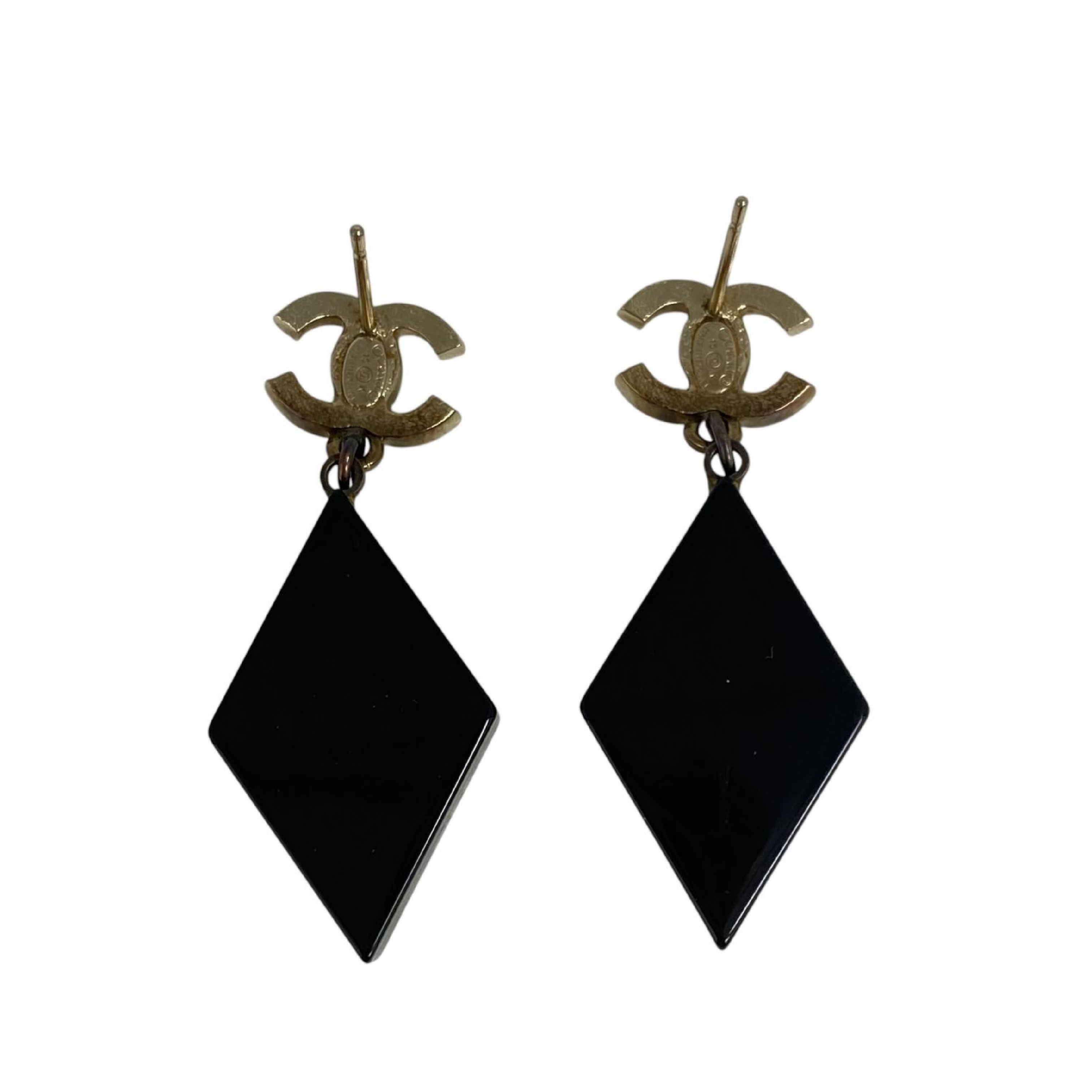 【*Shipped from: Hong Kong*】CHANEL ( ) Black Gold Color Metal/Resin Earrings 15K Earrings — view 2