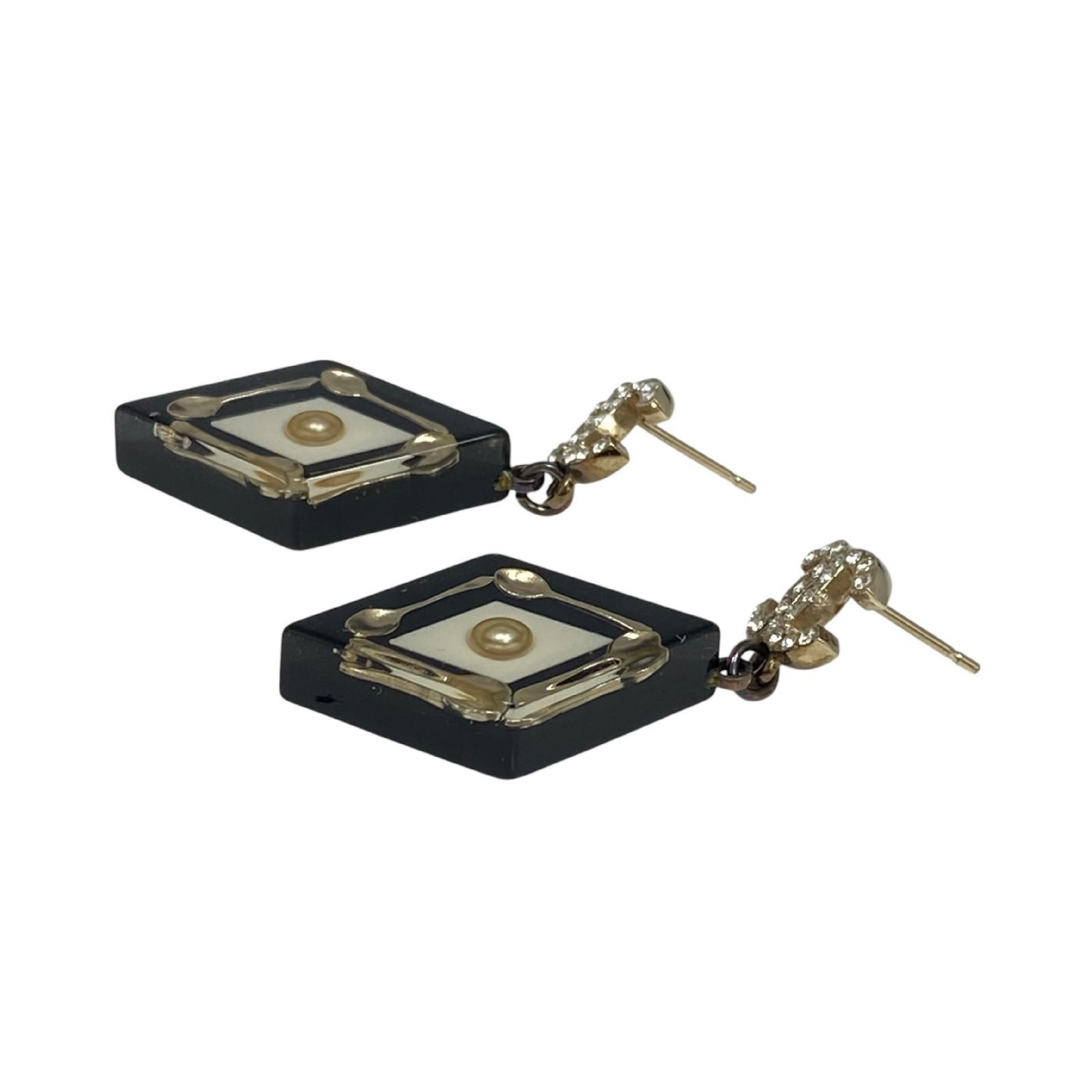 【*Shipped from: Hong Kong*】CHANEL ( ) Black Gold Color Metal/Resin Earrings 15K Earrings — view 5