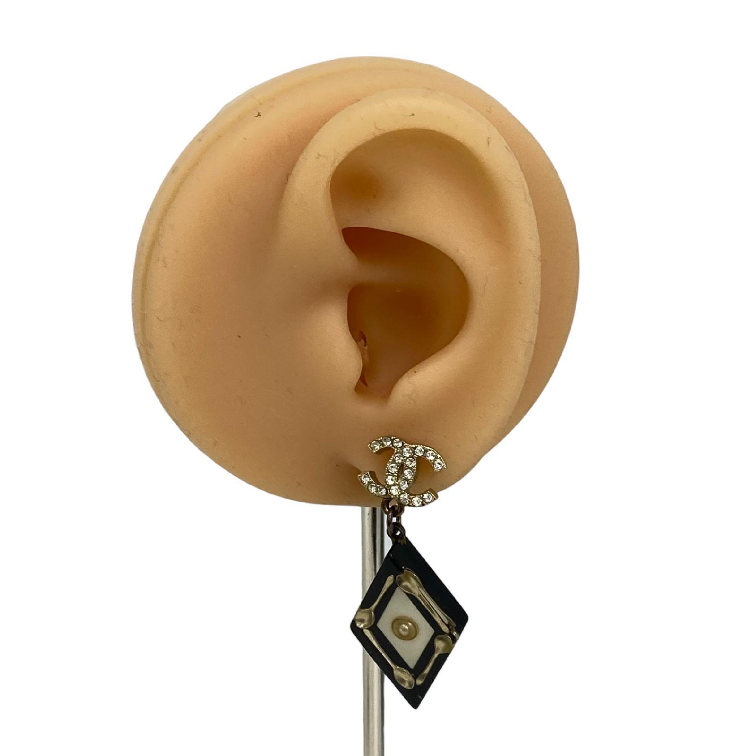【*Shipped from: Hong Kong*】CHANEL ( ) Black Gold Color Metal/Resin Earrings 15K Earrings — view 9