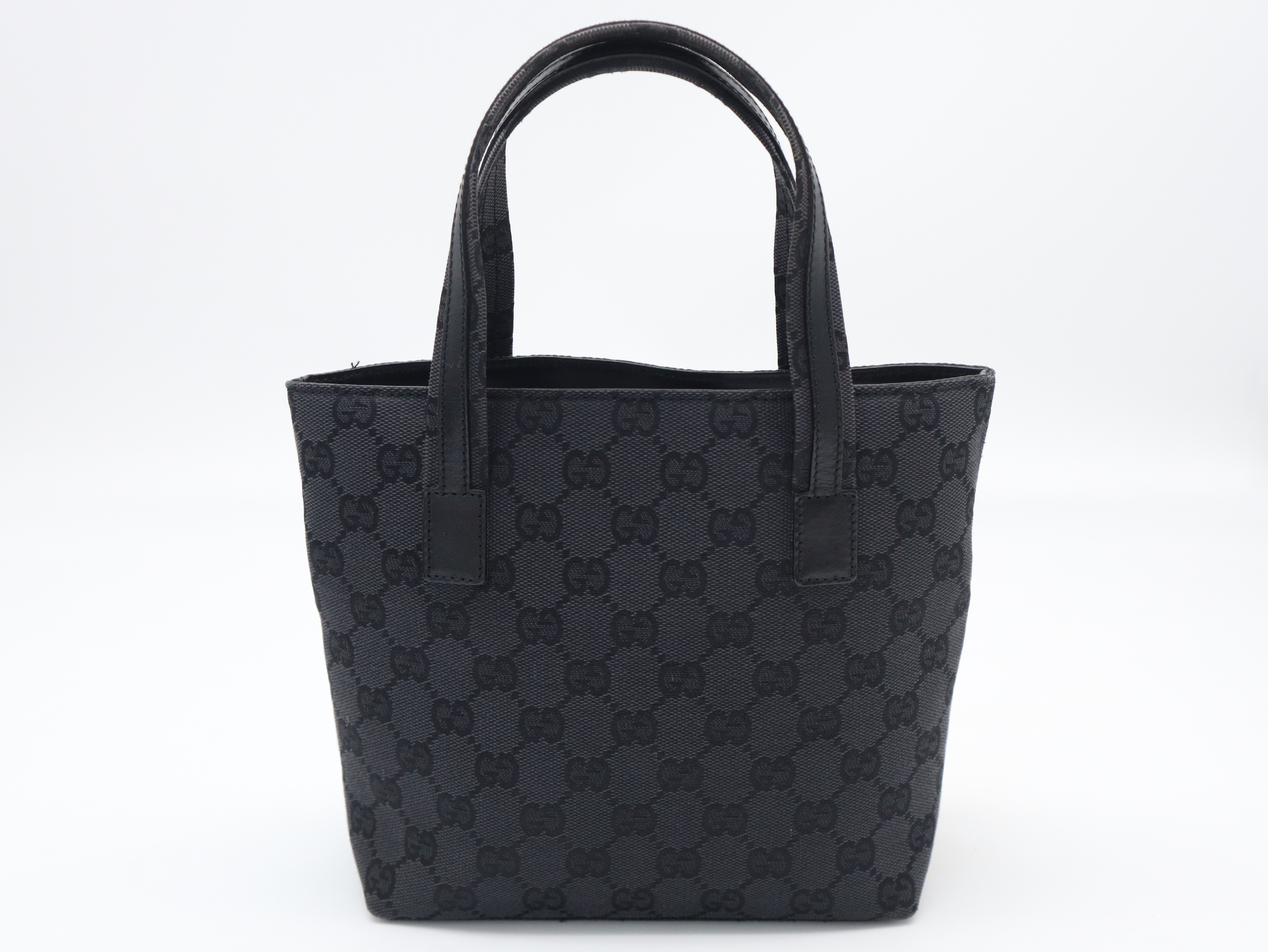 002・1079GG Canvas Leather Canvas Black Handbag with Dust Bag — view 2