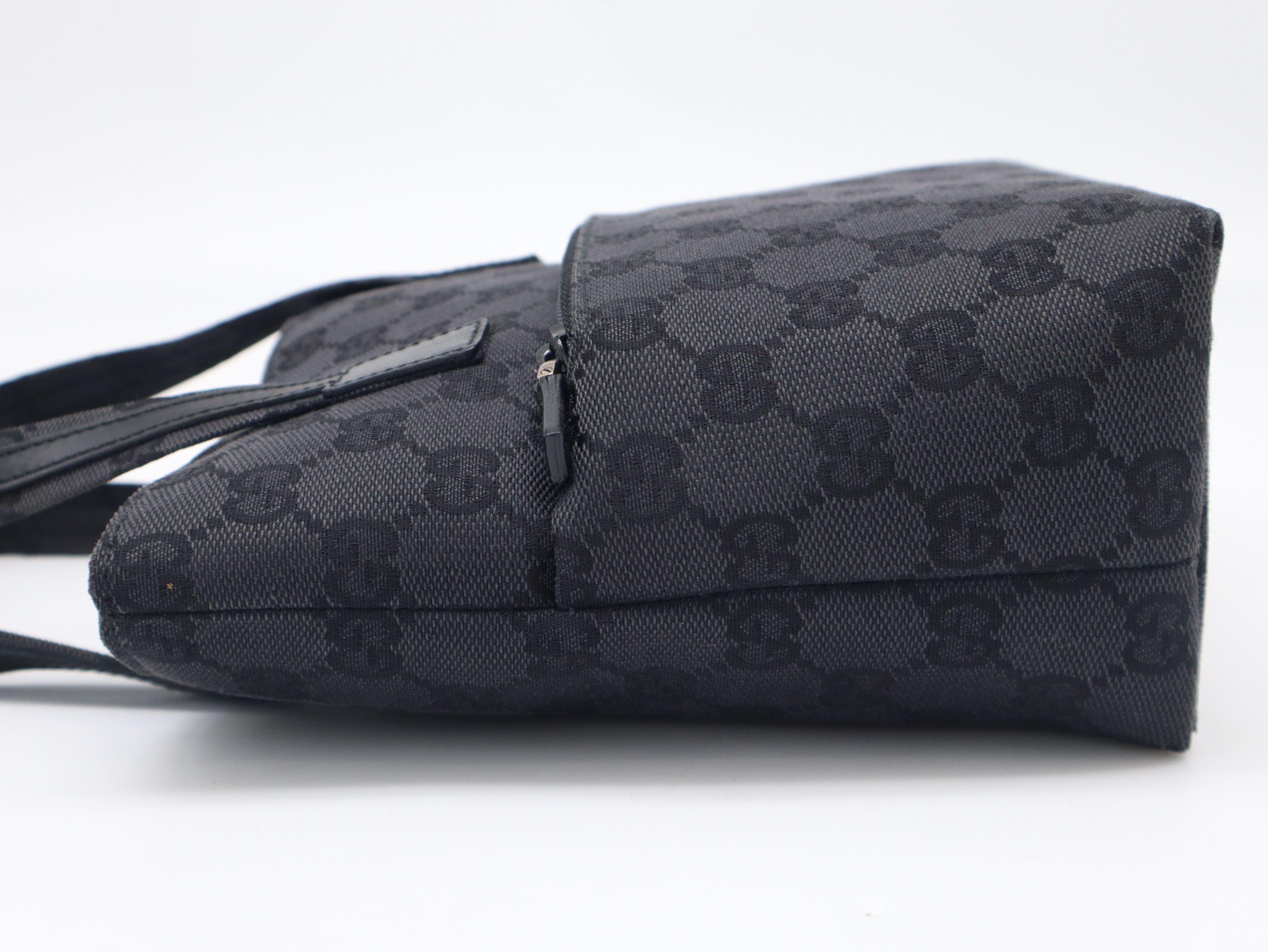 002・1079GG Canvas Leather Canvas Black Handbag with Dust Bag — view 3