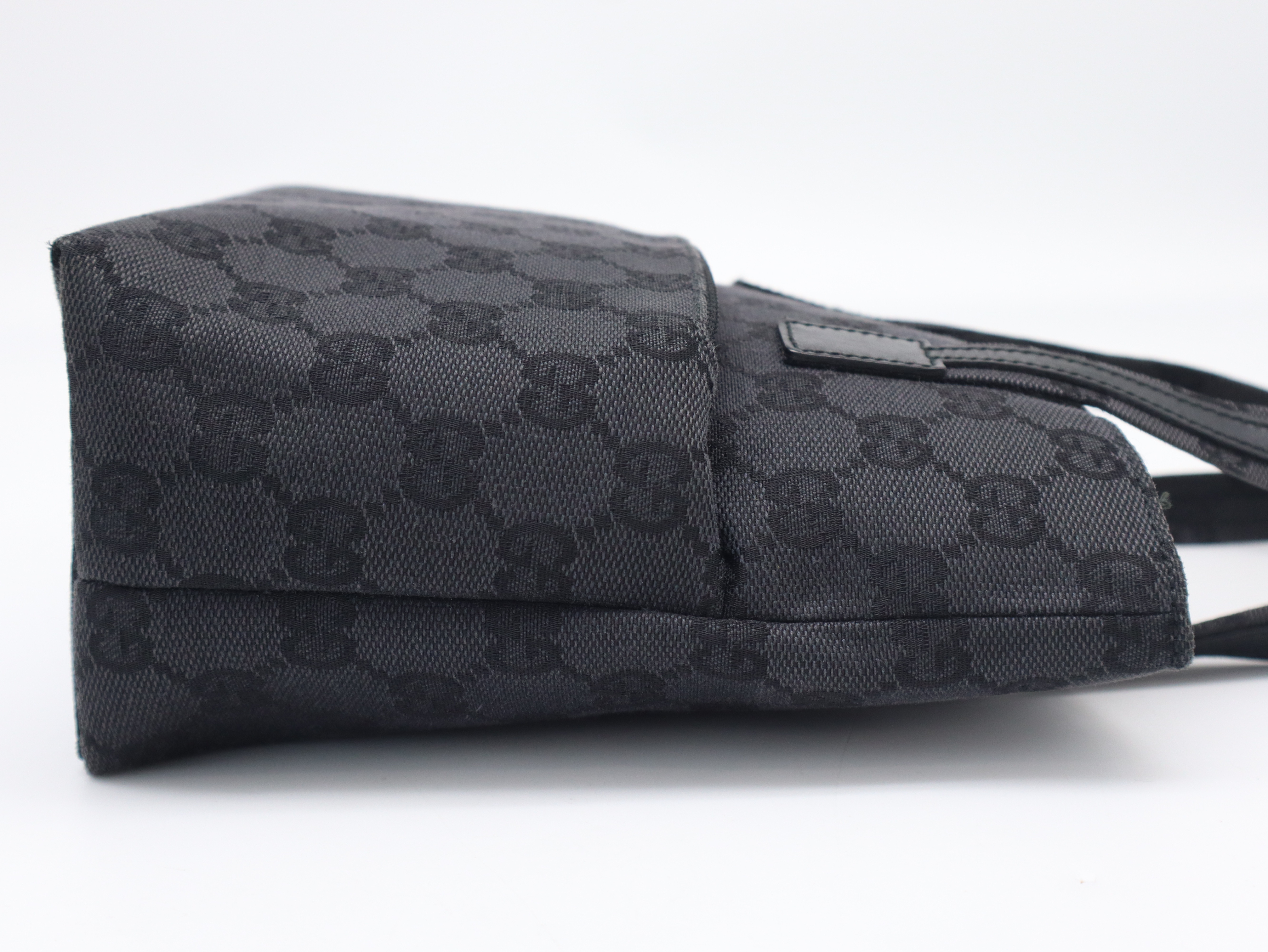 002・1079GG Canvas Leather Canvas Black Handbag with Dust Bag — view 4