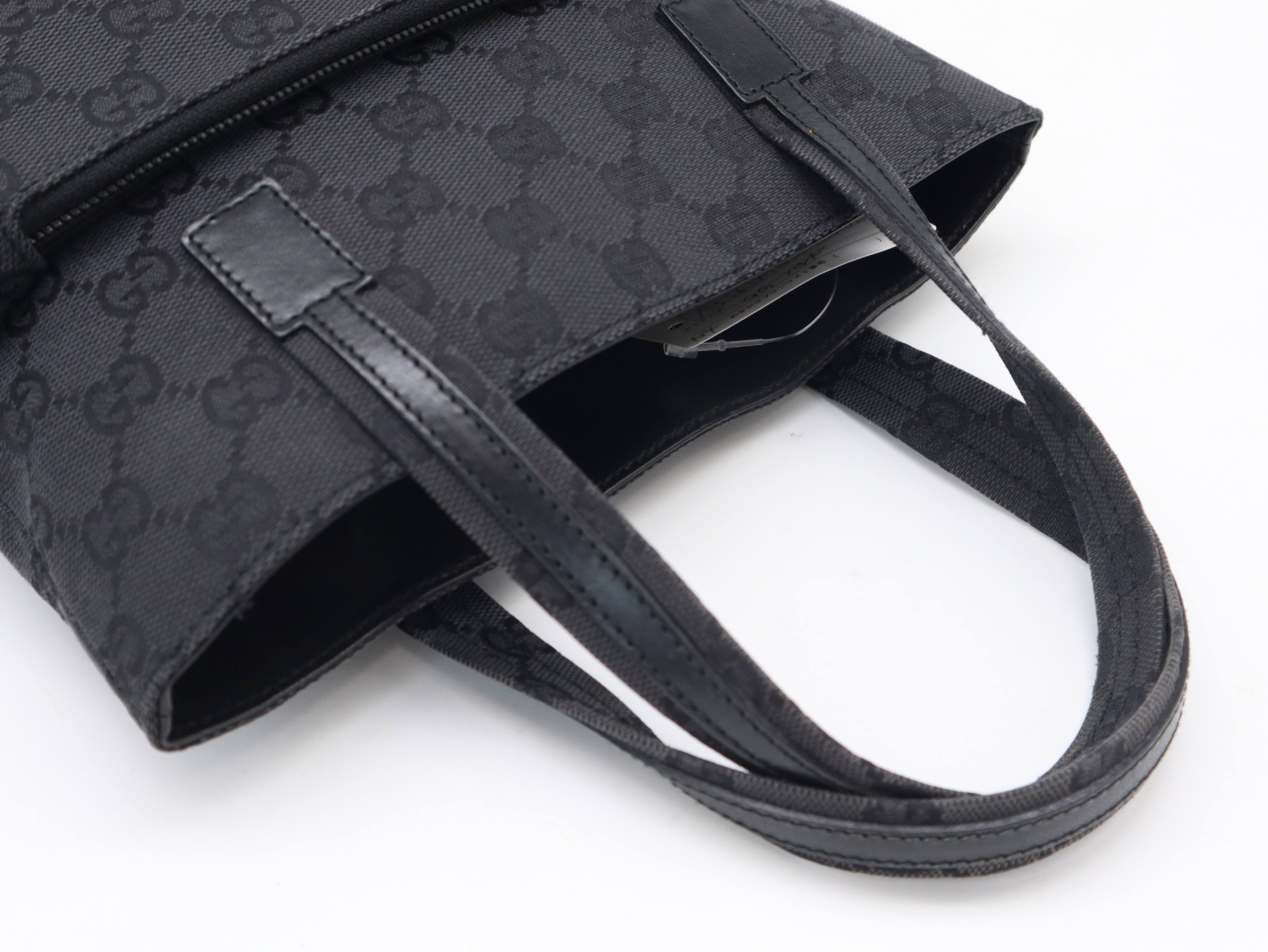 002・1079GG Canvas Leather Canvas Black Handbag with Dust Bag — view 6