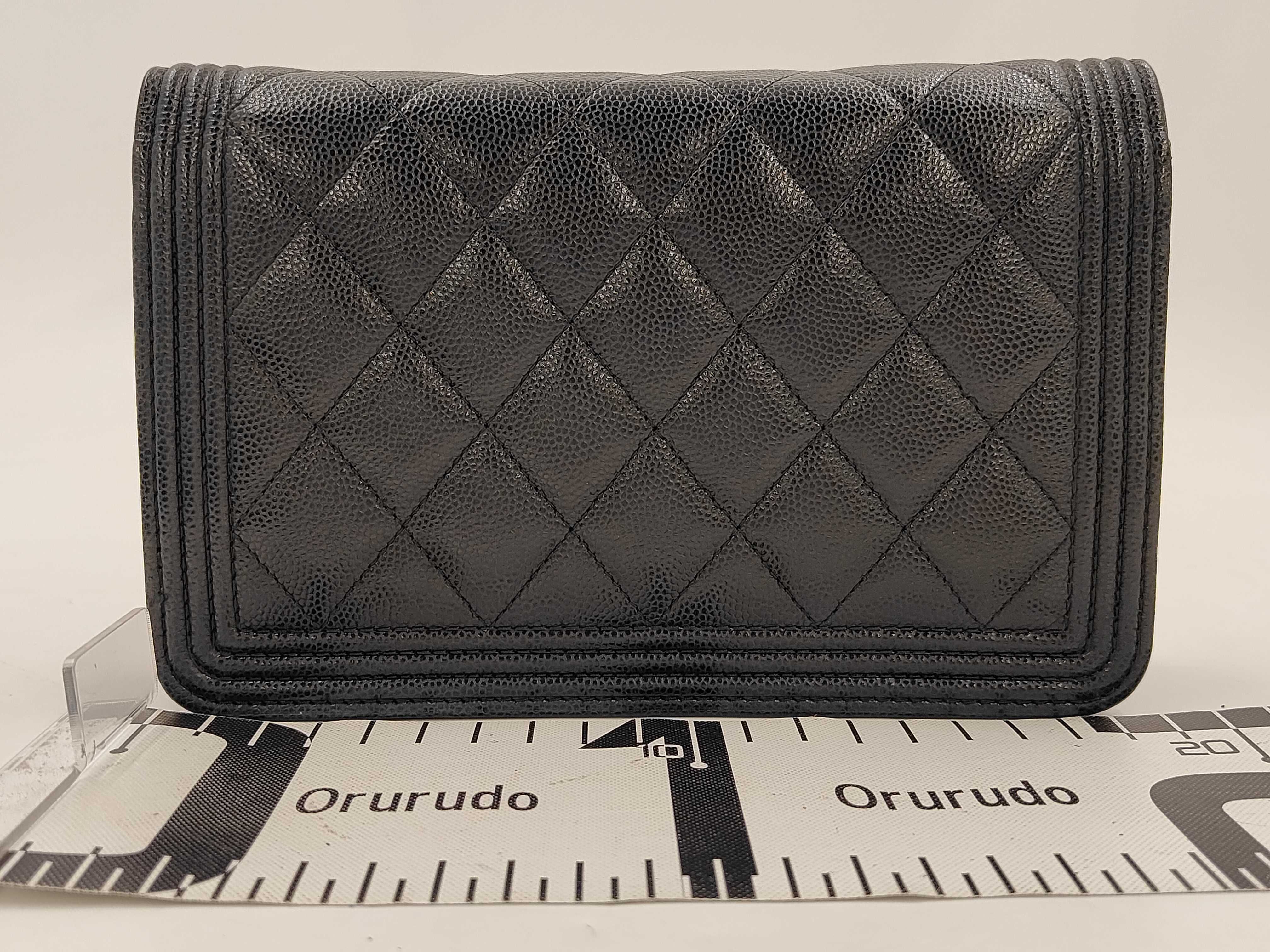 Boy Chanel Caviar Skin Black Chain Shoulder Bag — view 2