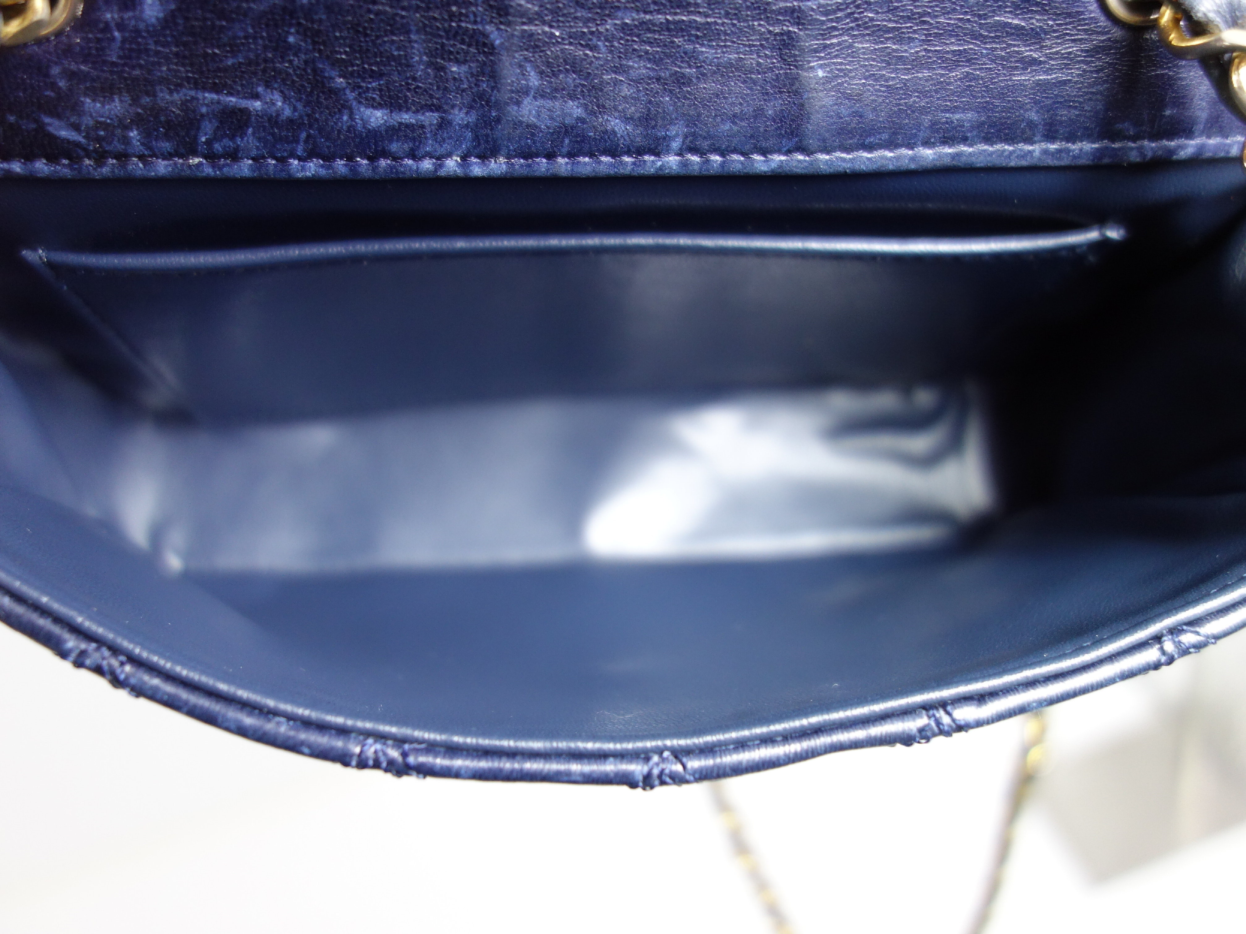 Lambskin Bicolore Chain Navy Shoulder Bag — view 6