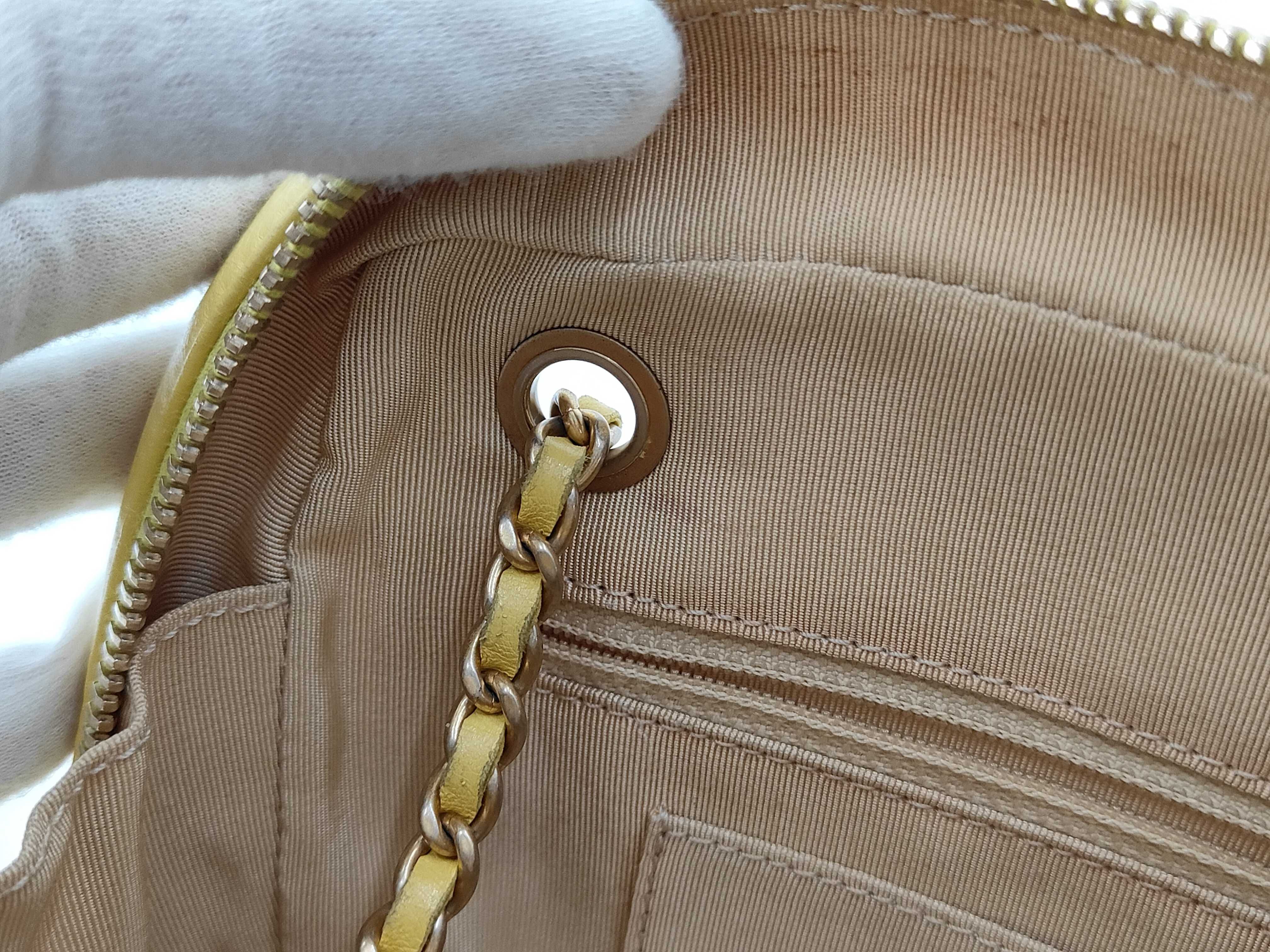Chevron Cotton Chain Shoulder Bag, Yellow, Serial Number 20s — view 13
