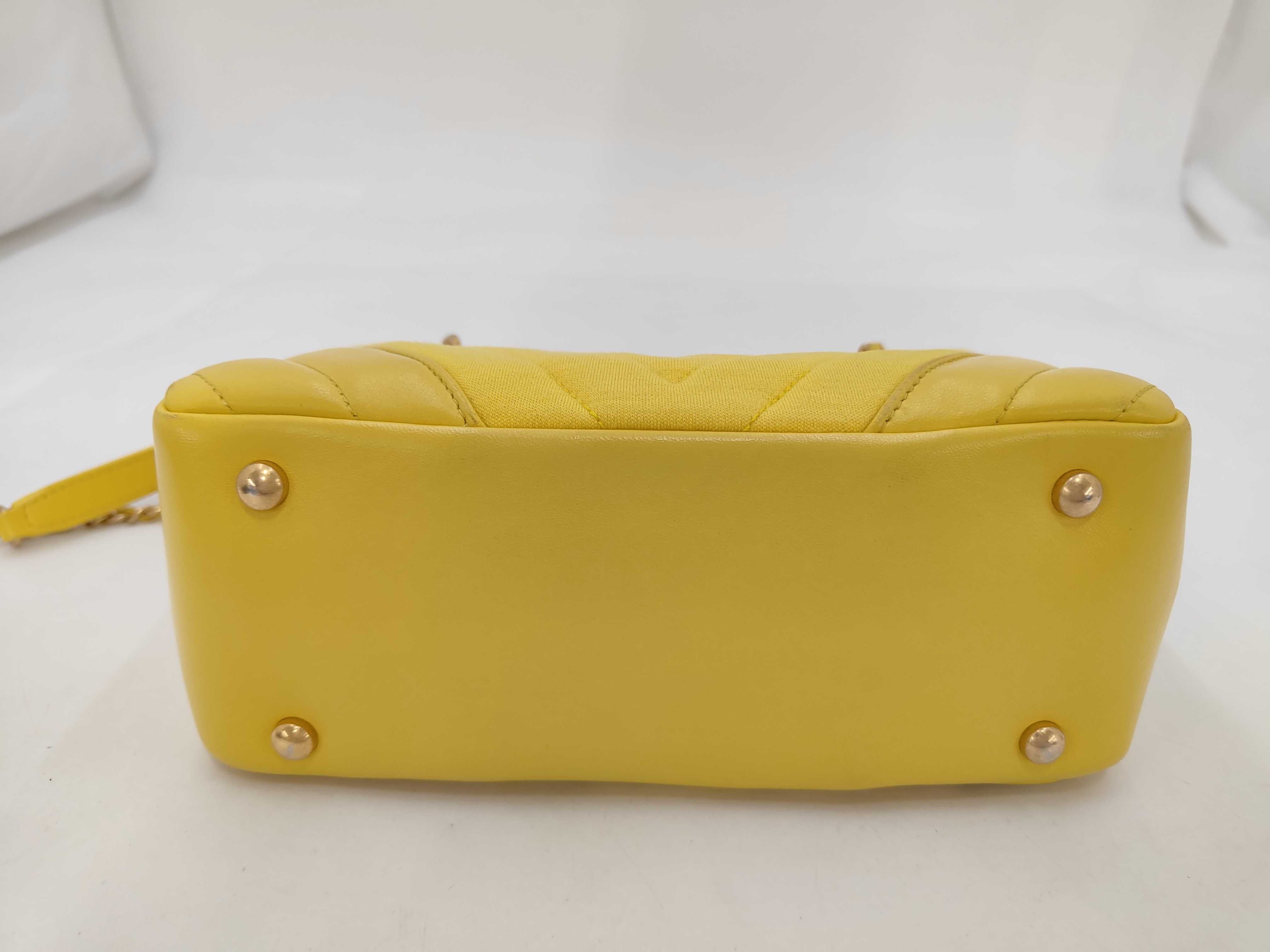 Chevron Cotton Chain Shoulder Bag, Yellow, Serial Number 20s — view 3