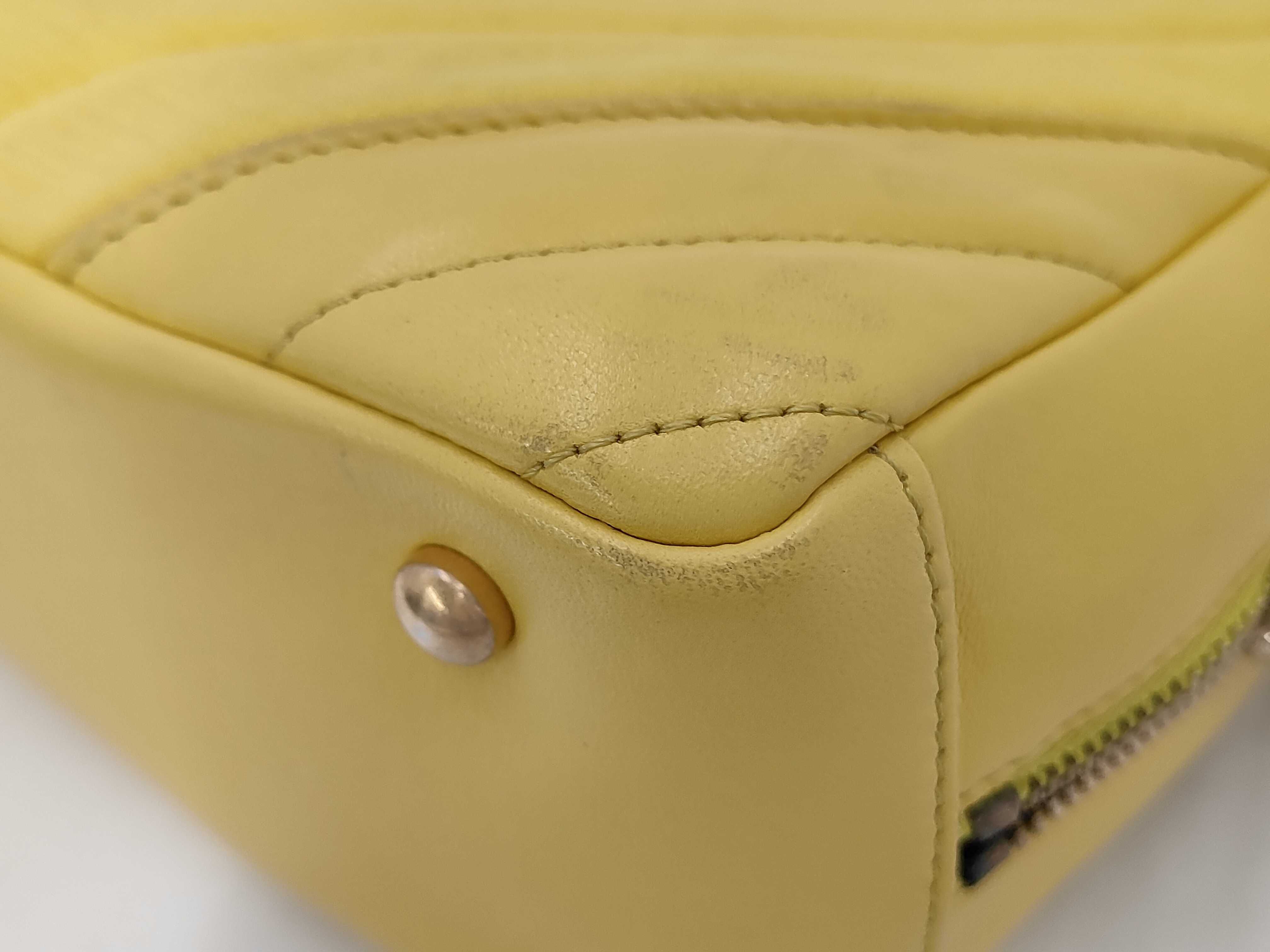 Chevron Cotton Chain Shoulder Bag, Yellow, Serial Number 20s — view 4