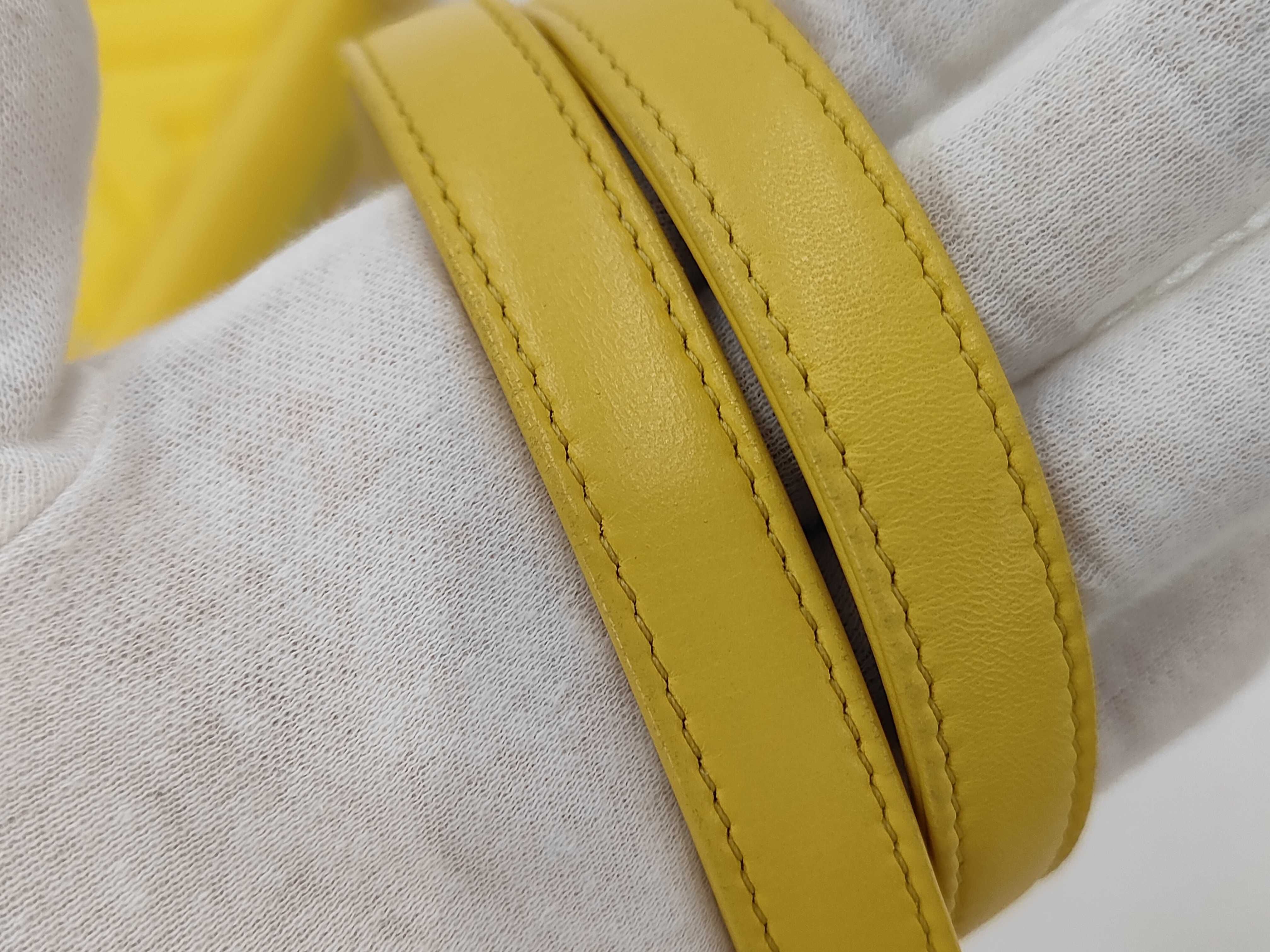 Chevron Cotton Chain Shoulder Bag, Yellow, Serial Number 20s — view 6