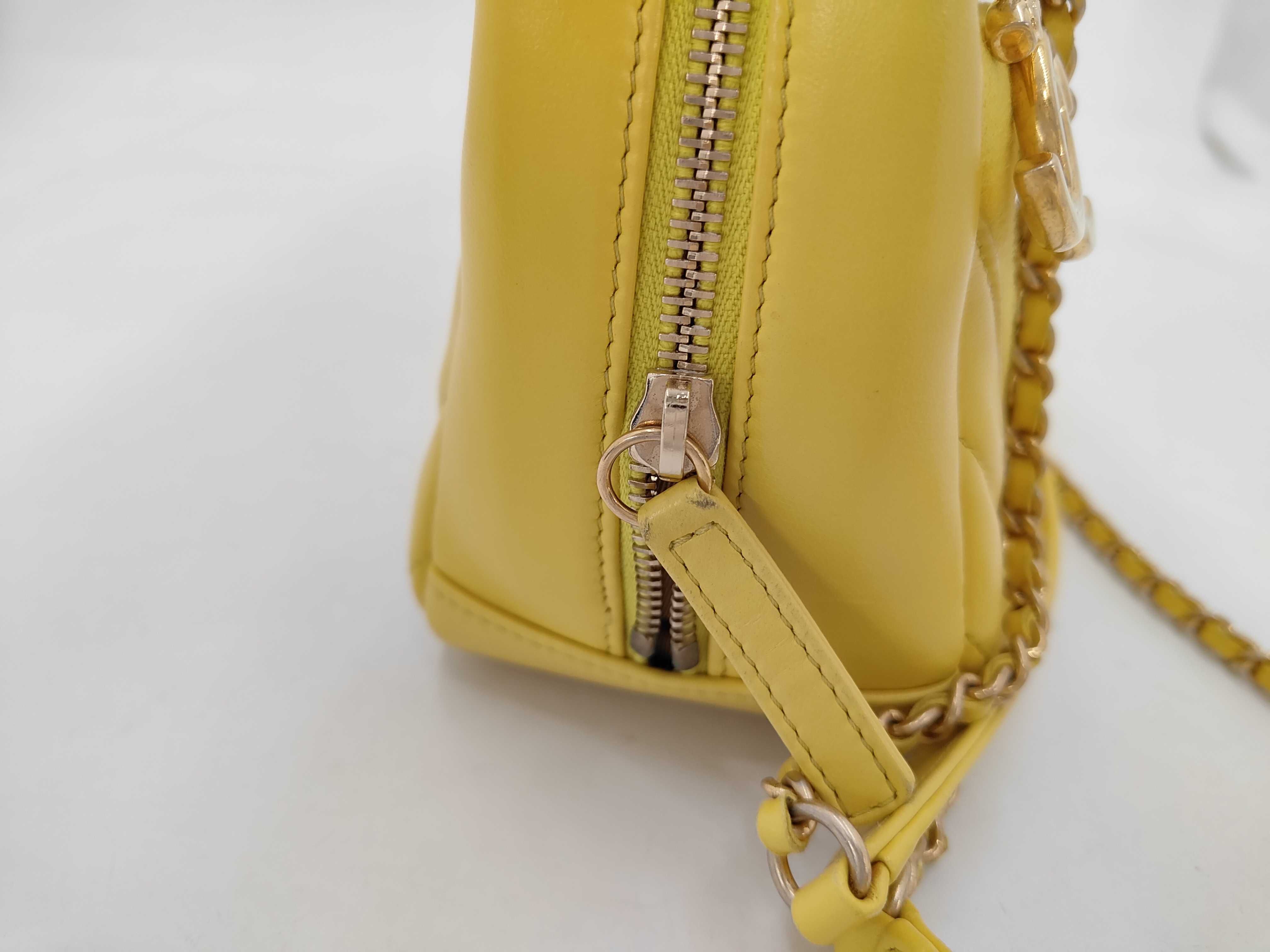 Chevron Cotton Chain Shoulder Bag, Yellow, Serial Number 20s — view 8