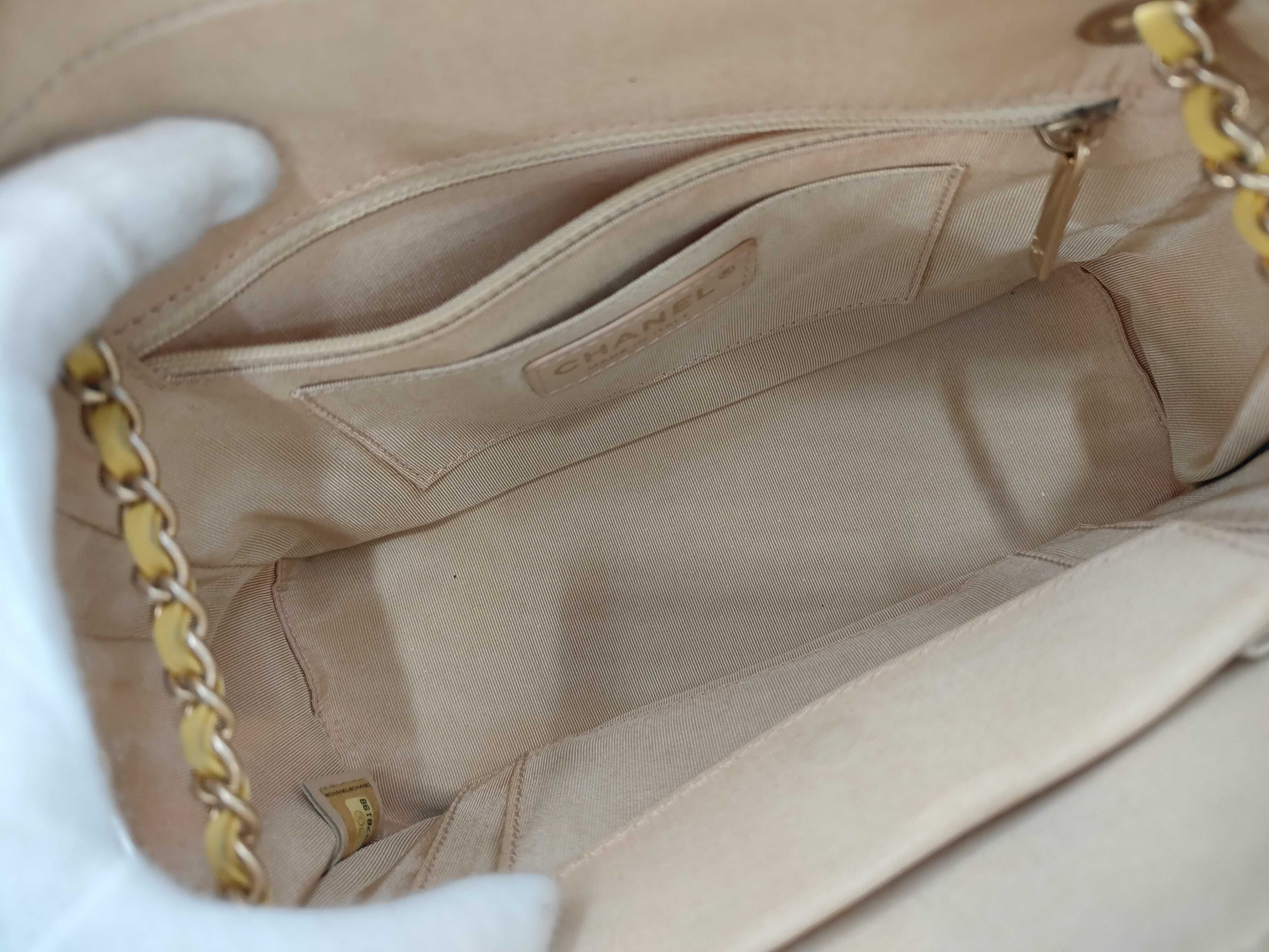 Chevron Cotton Chain Shoulder Bag, Yellow, Serial Number 20s — view 10
