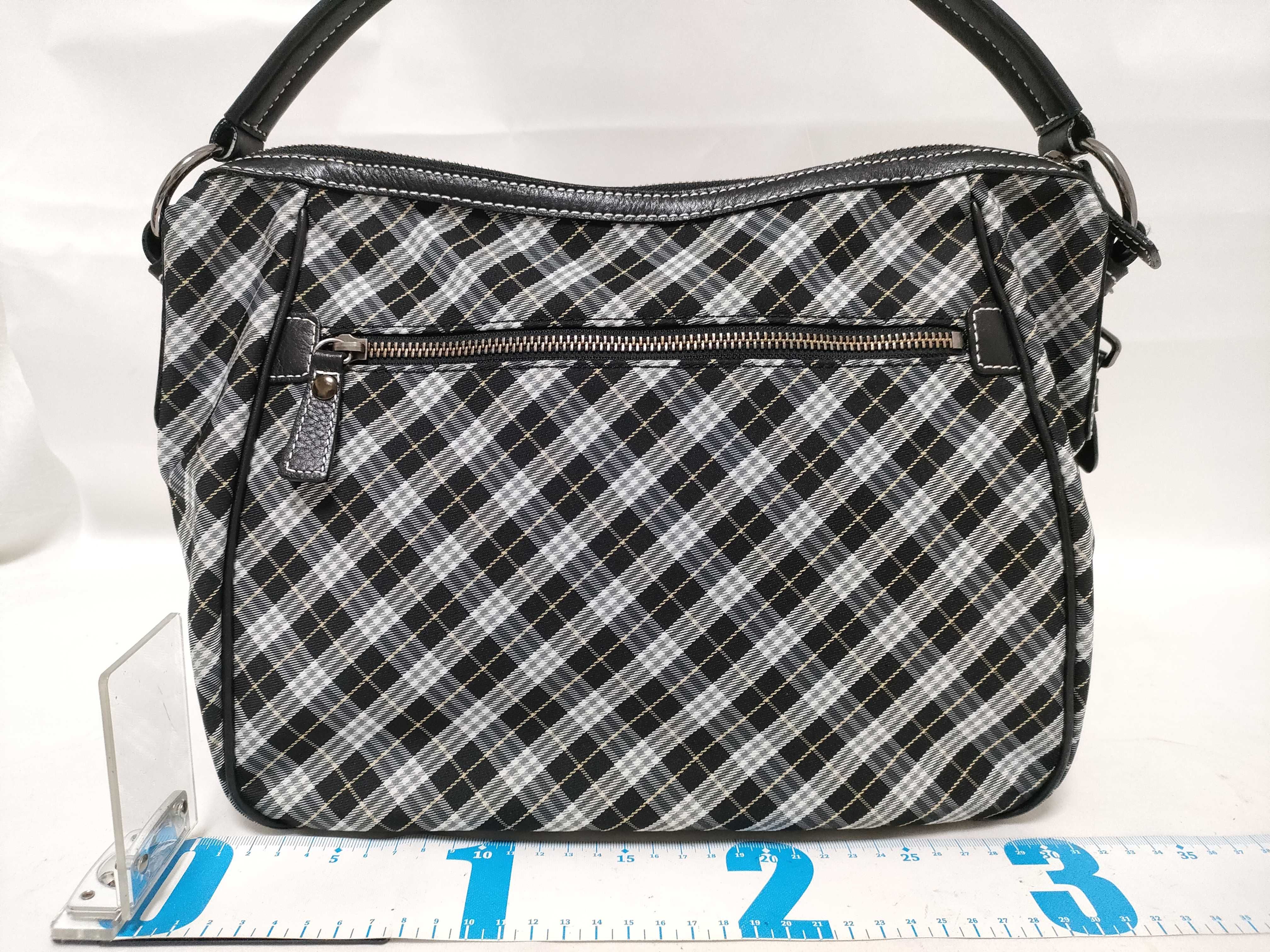 Blue Label Check Double Pocket Shoulder Bag, Black — view 2