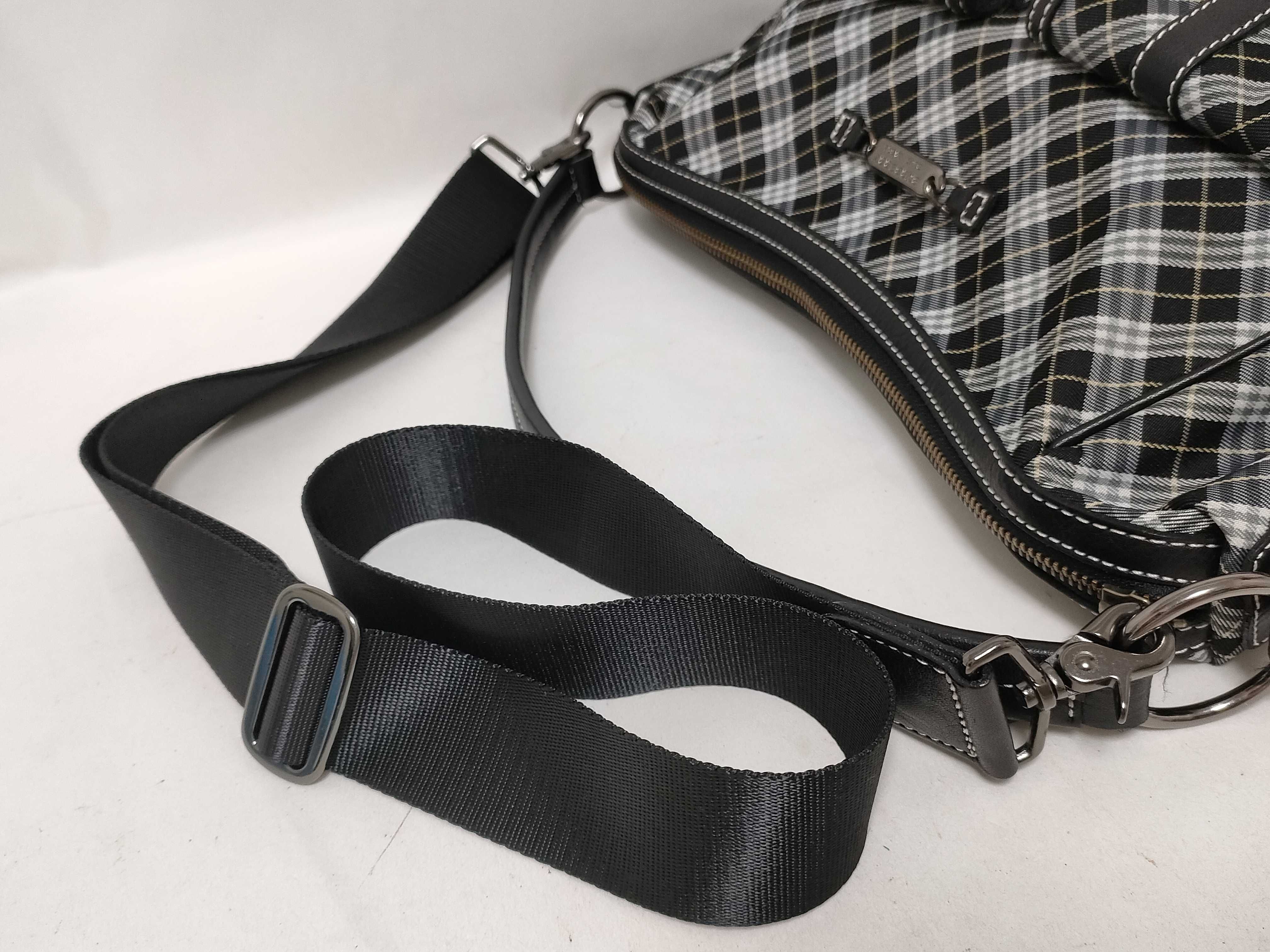 Blue Label Check Double Pocket Shoulder Bag, Black — view 3