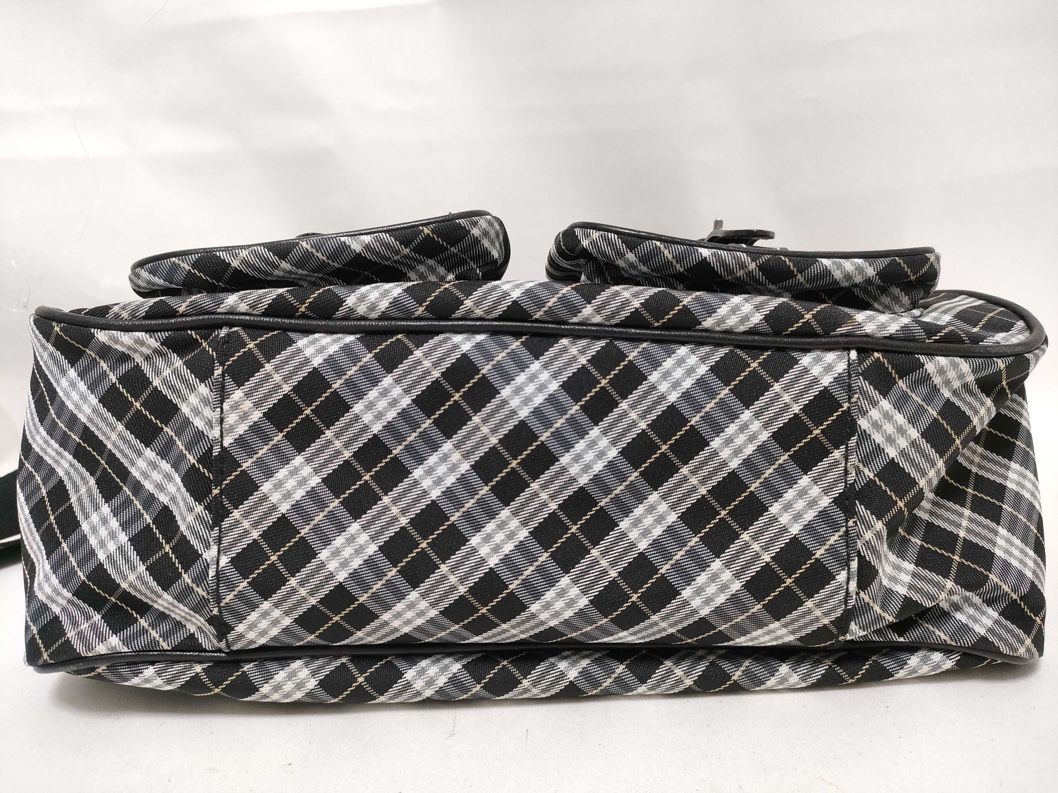 Blue Label Check Double Pocket Shoulder Bag, Black — view 8