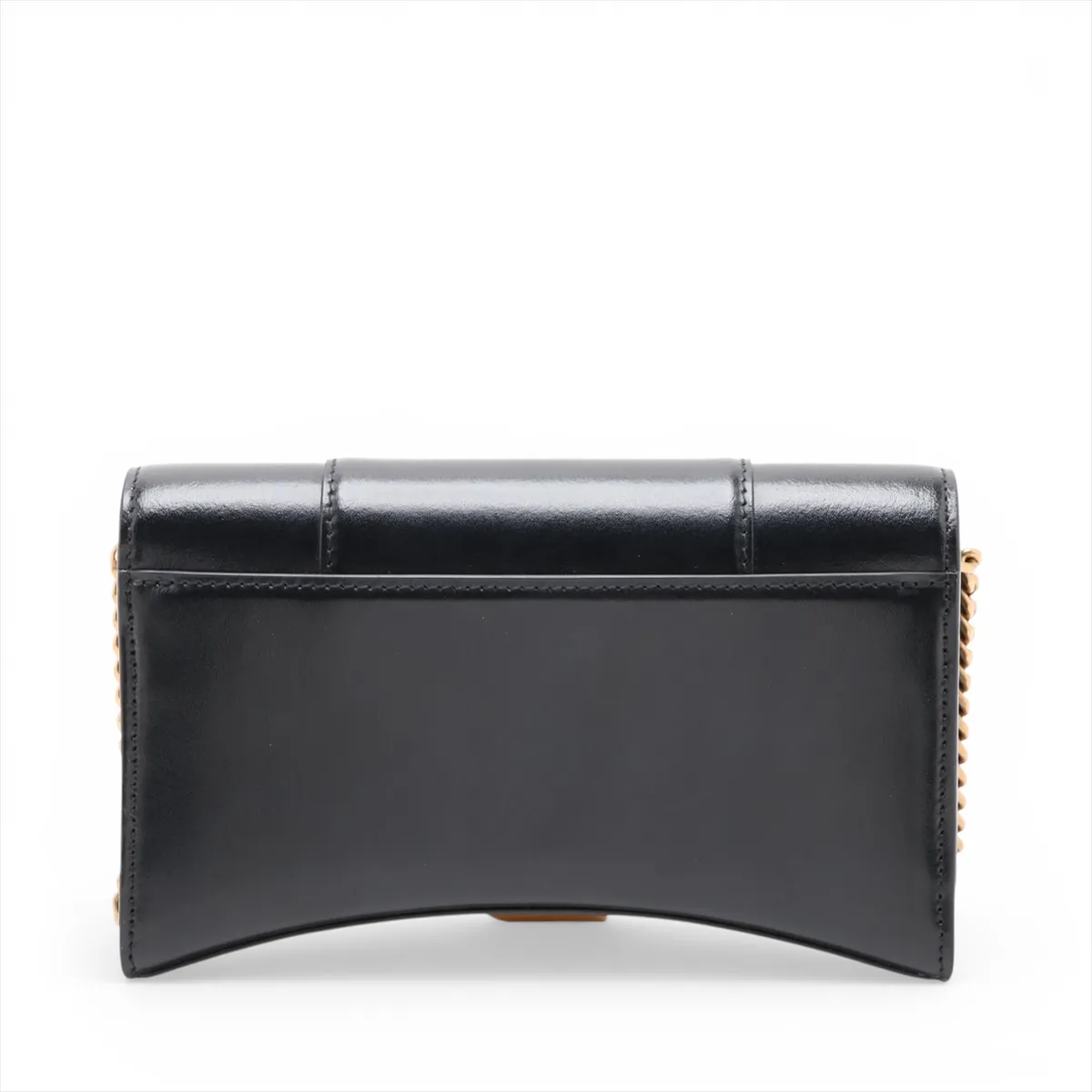 Hourglass Leather Chain Shoulder Bag, Black 656050 — view 2