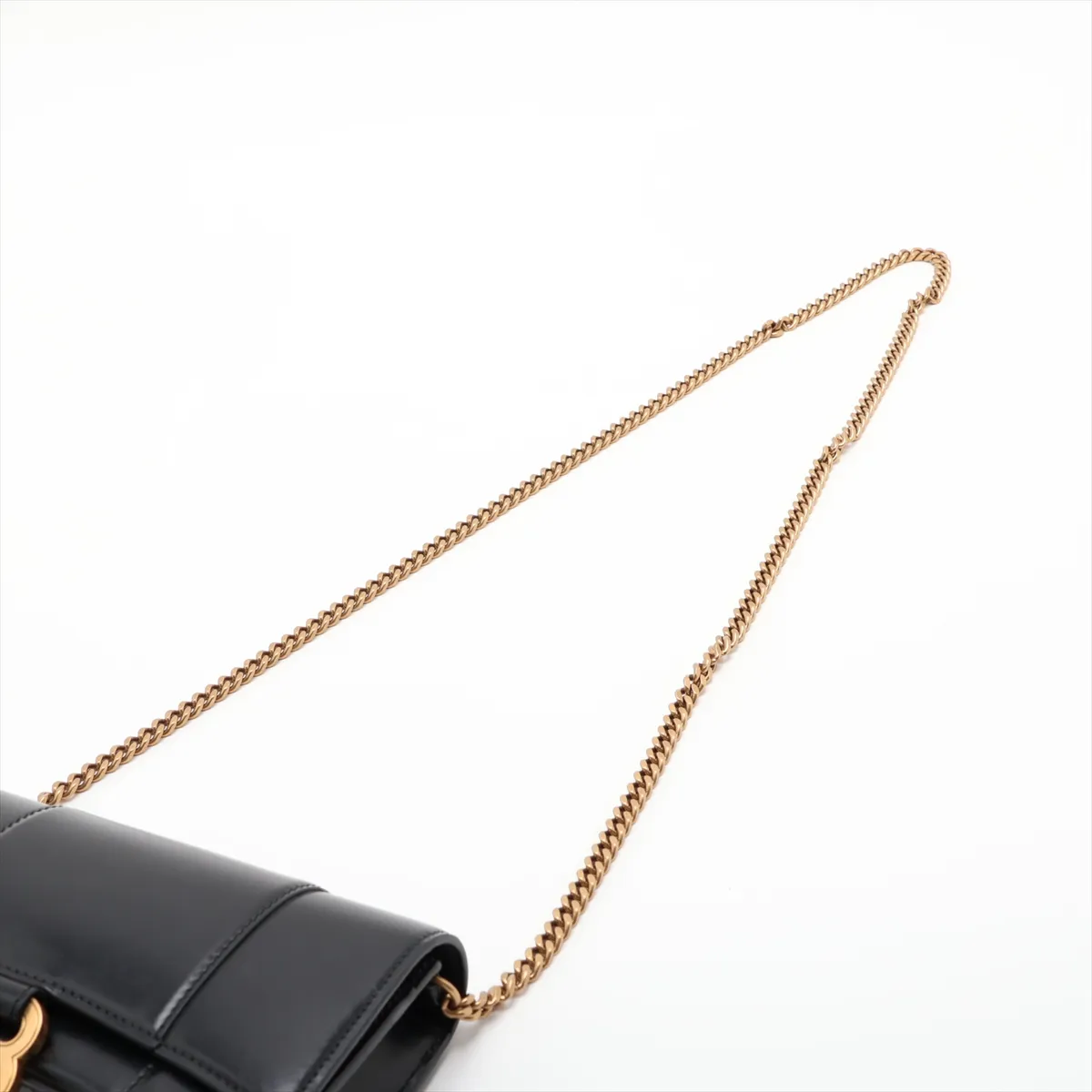 Hourglass Leather Chain Shoulder Bag, Black 656050 — view 5