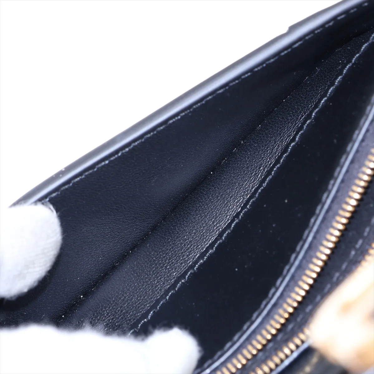 Hourglass Leather Chain Shoulder Bag, Black 656050 — view 8