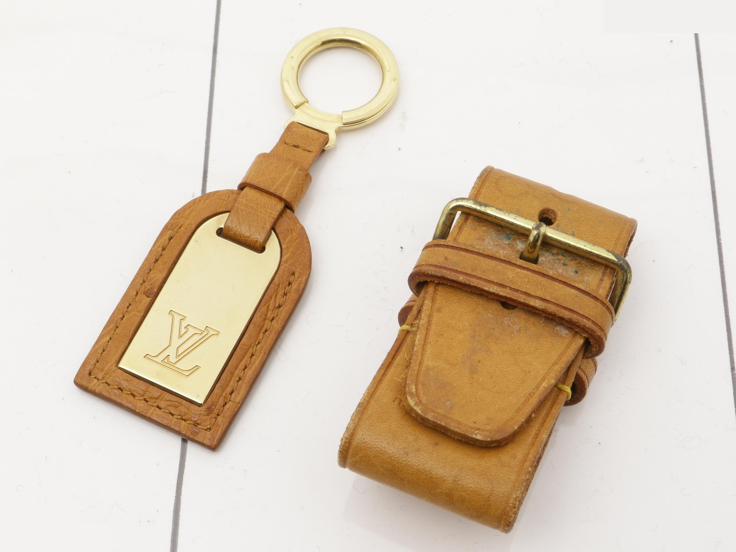 Set of 3: Handle, strap, and bag charm (ostrich leather) — view 2