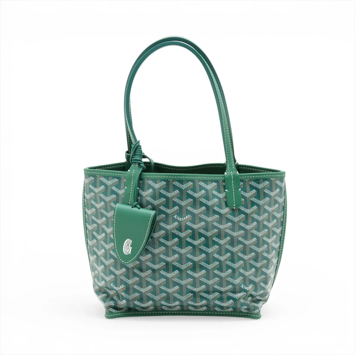Ange Mini PVC x Leather Tote Bag, Green — view 2